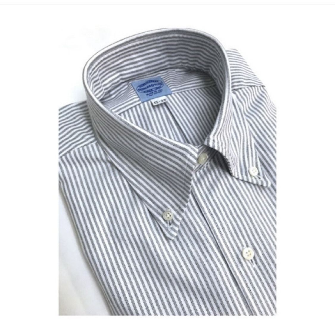 J Press Mercer & Sons Charcoal Stripe Button Down Size 15/33 in Grey, Men's