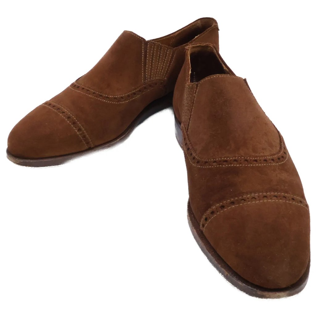 Crockett&Jones Paulsen Scorn Suede Elastic Shoes Sneakers Size 6 1/2e in Brown, Men's