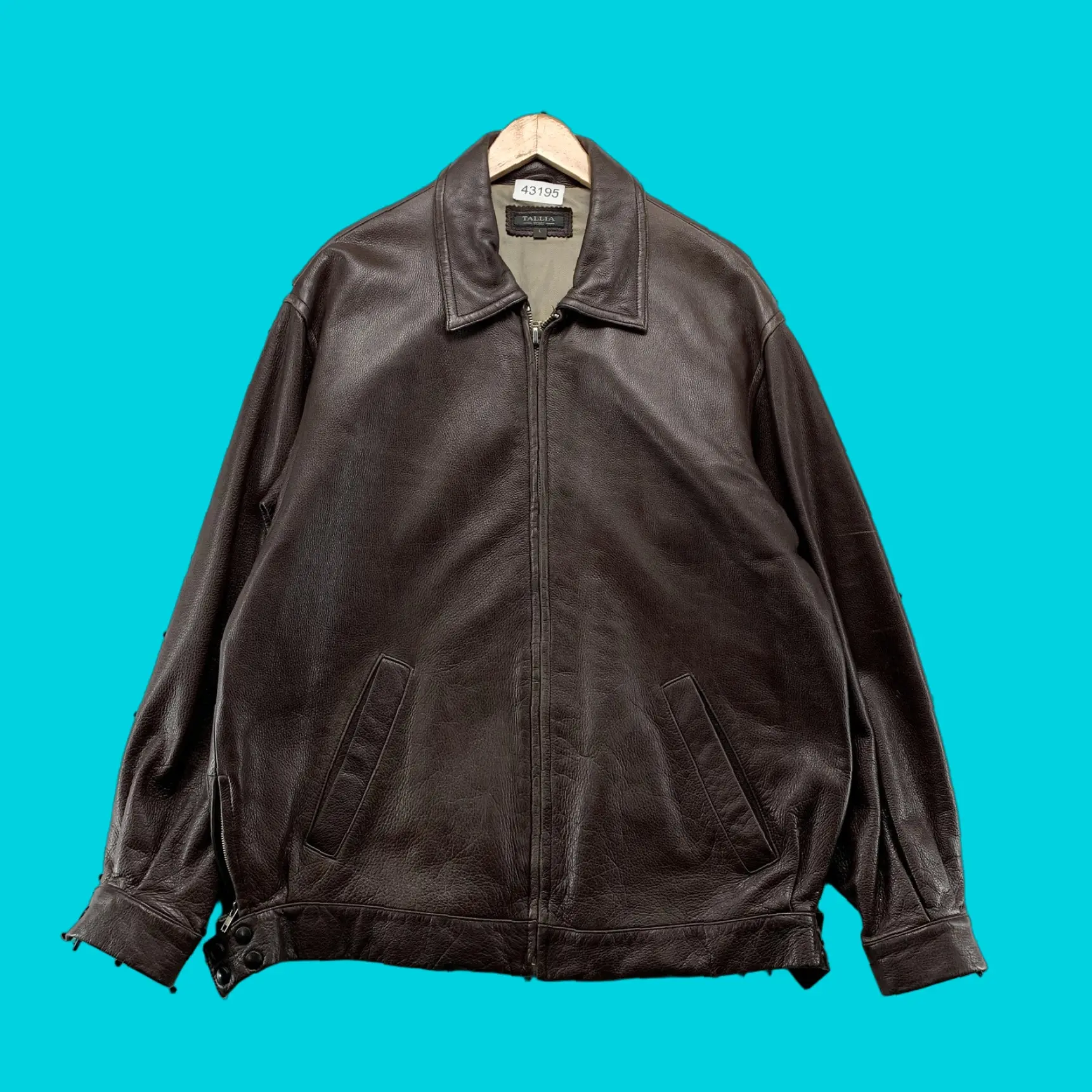 Vintage Tallia Uomo Leather Bomber Jacket Mens Large Brown Casual Flight