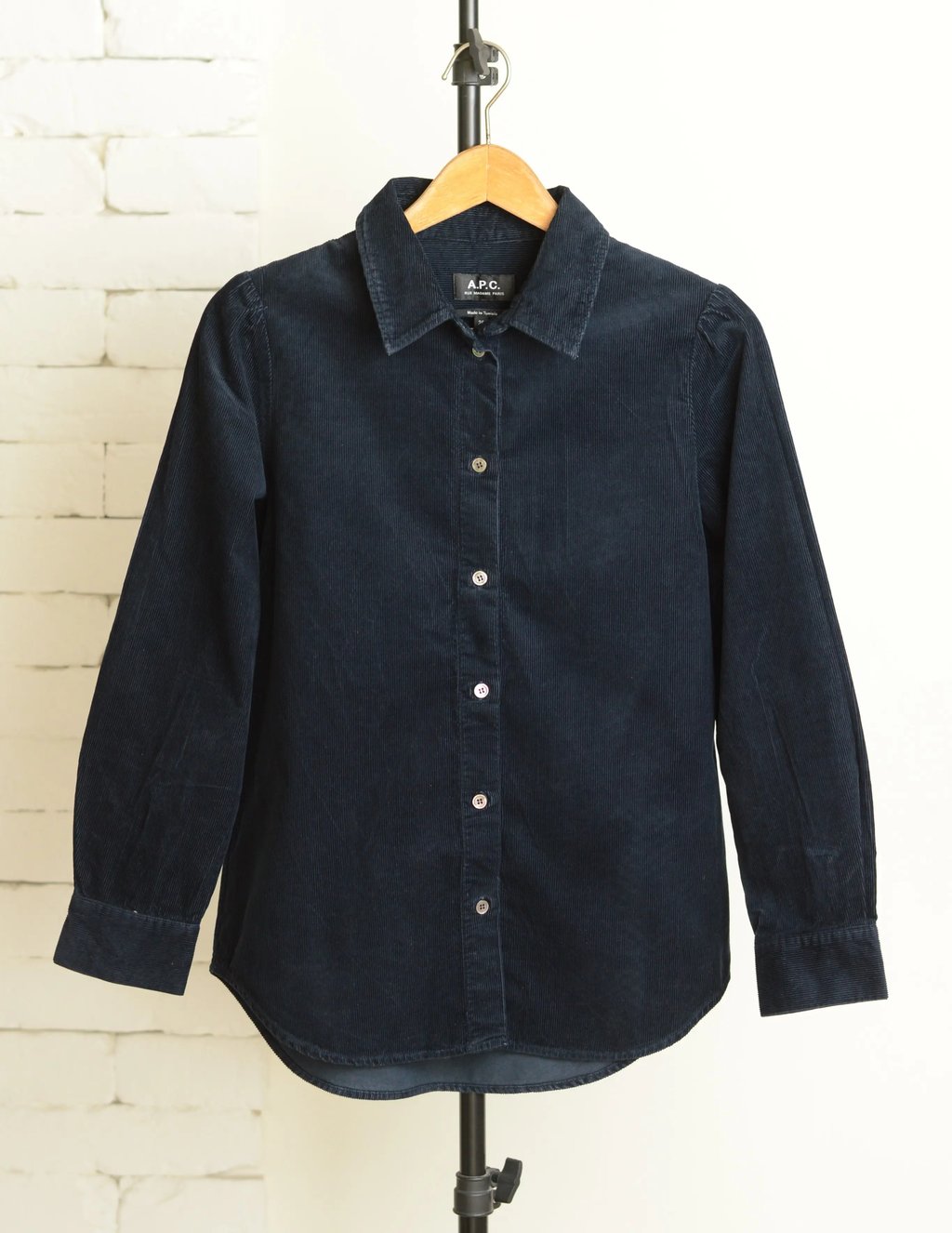 Apc Women's Navy Cotton Corduroy Button-Up Shirt Fr 36 Us 4, Women's (Size Xs)