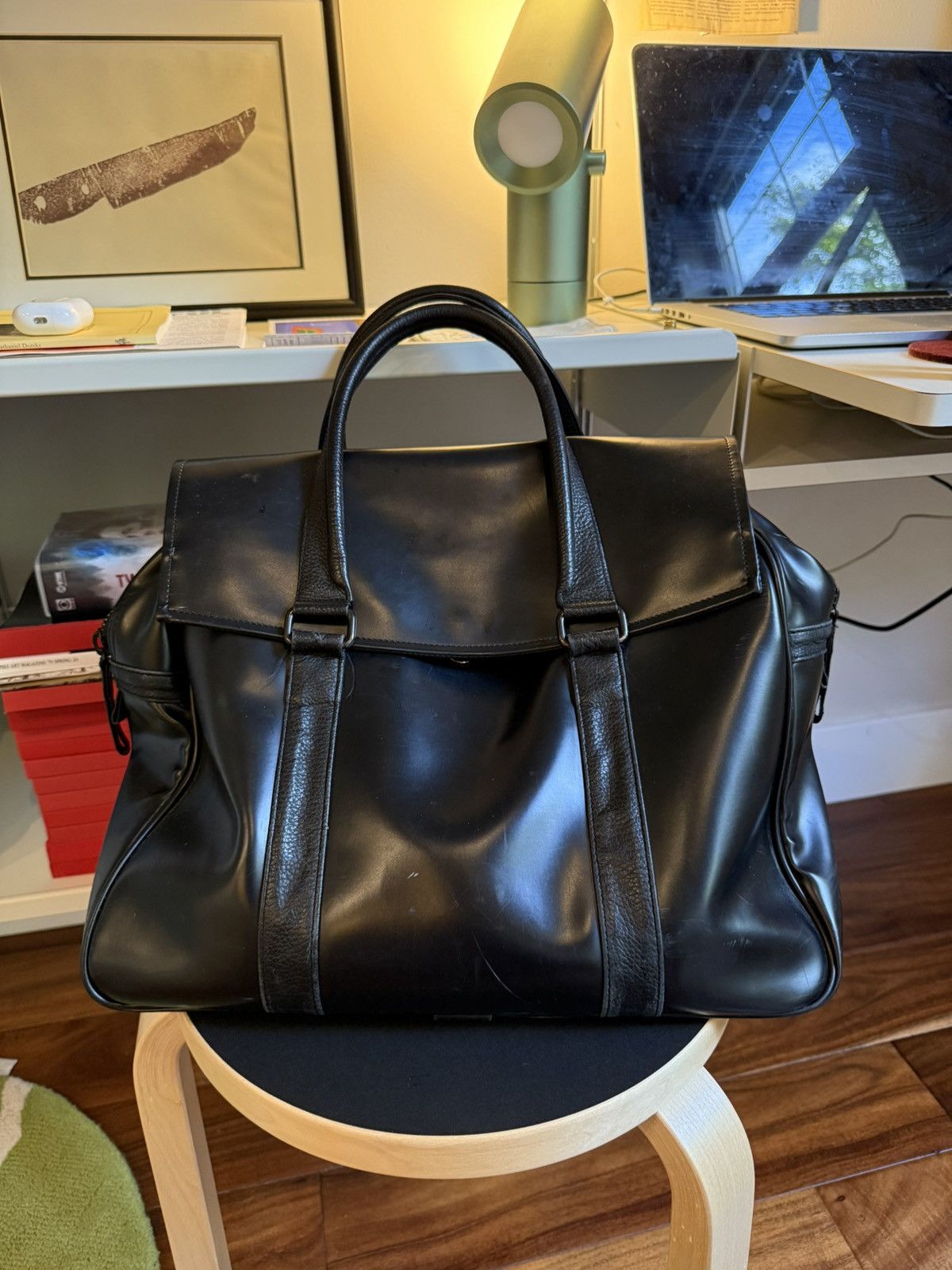 Porter Leather Carry Bag in Black, Men's