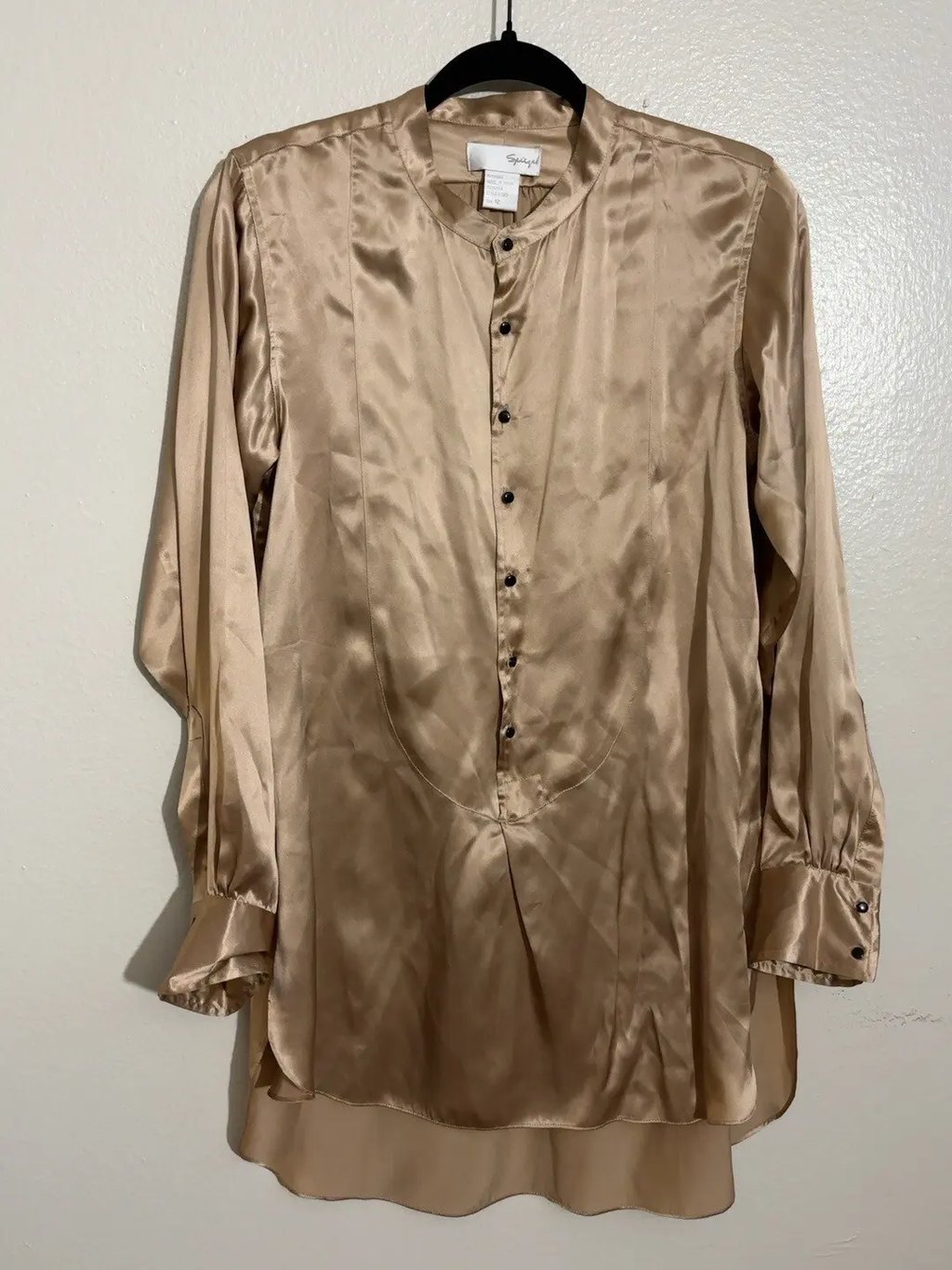 Spiegel Champagne Gold 100% Silk Blouse 12, Women's (Size Xl)