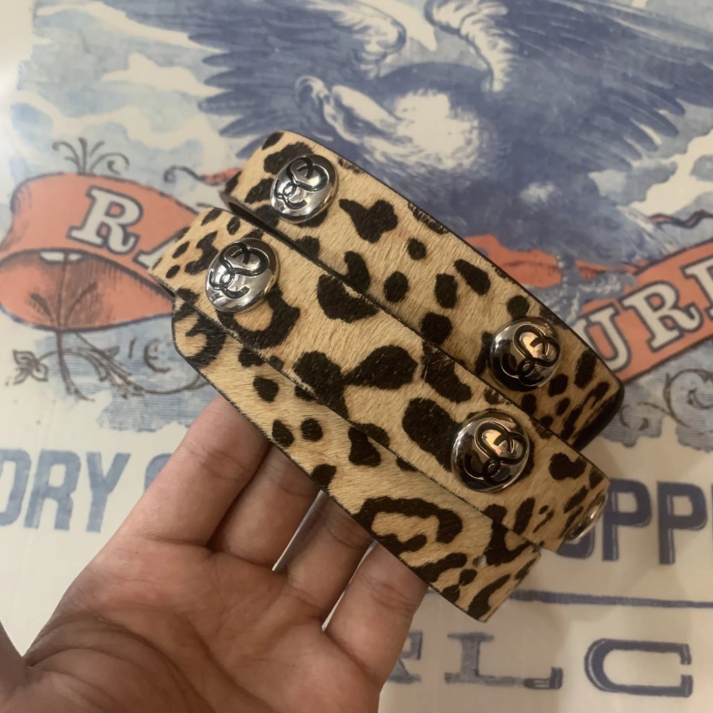 Stussy Ss Link Studded Belt Hairy Cheetah S/M in Beige, Men's