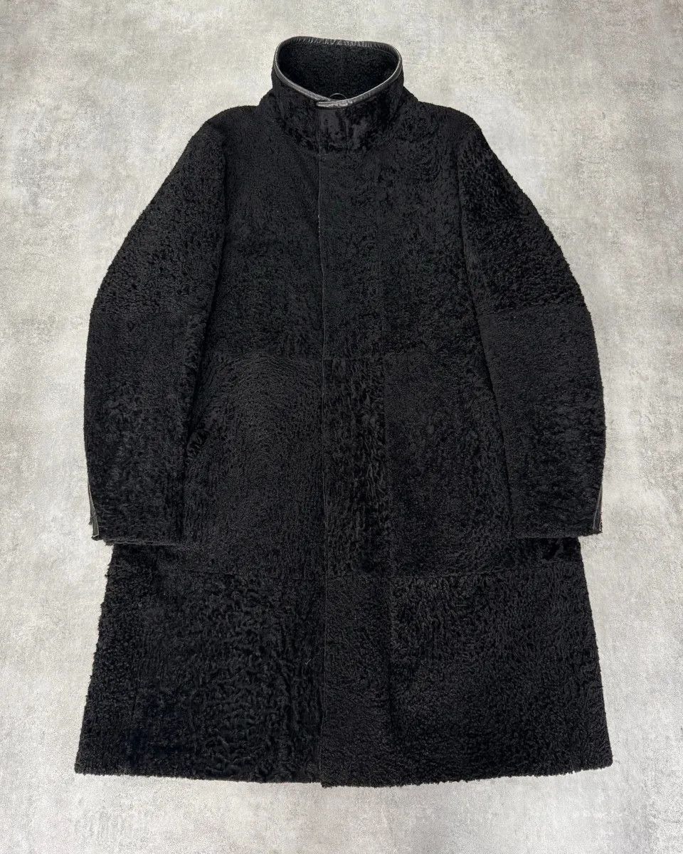 1990S Giorgio Armani Astrakan Sheep Fur Trench Coat in Black, Men's (Size Large)