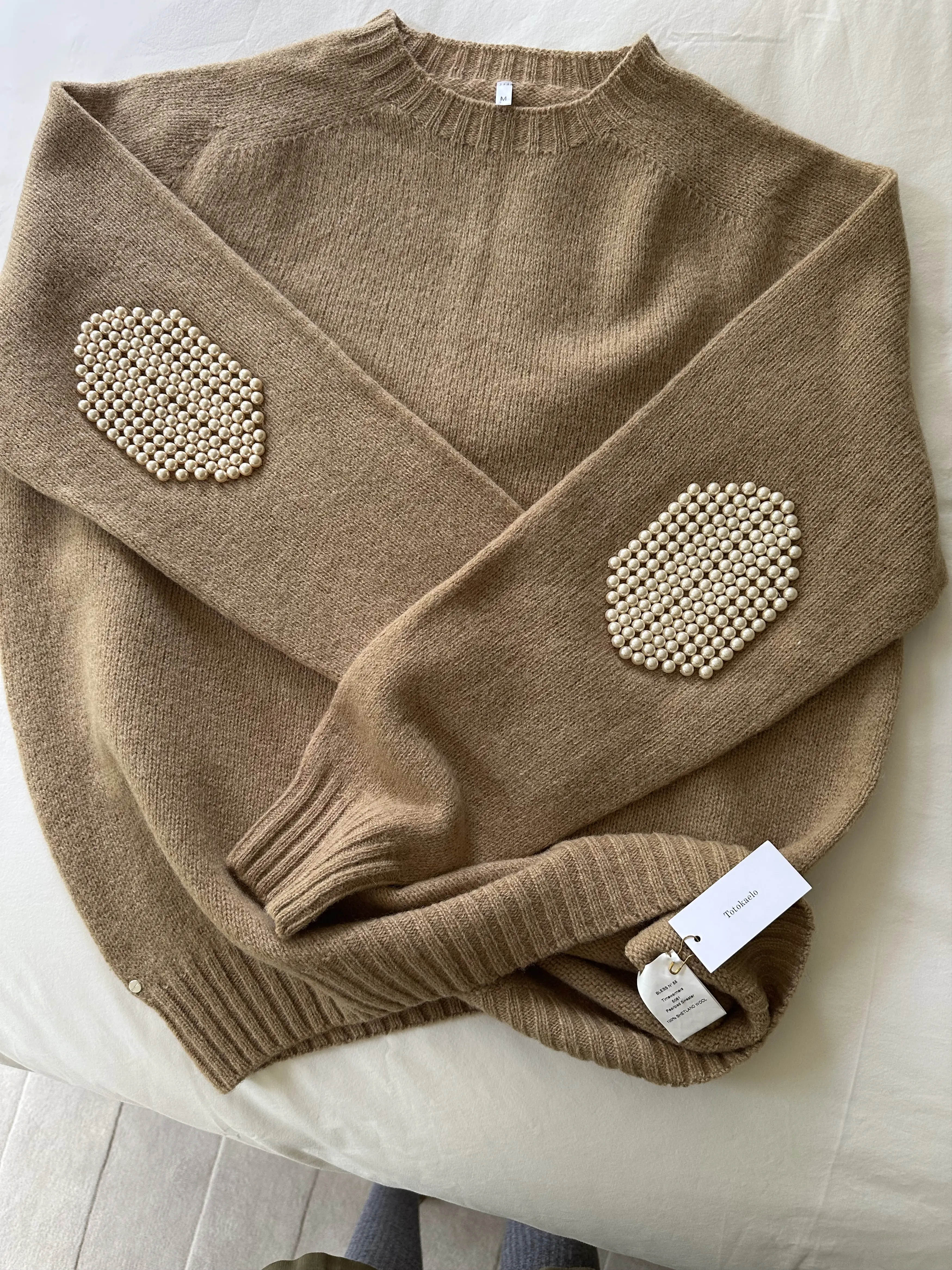 Bless Pearlpad Sweater Camel Color in Beige, Men's (Size Medium)