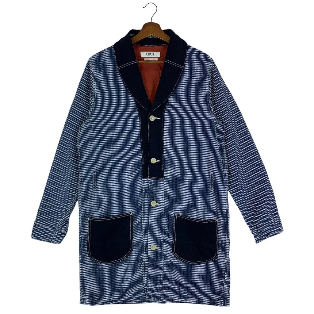 Vintage Fdmtl Indigo Sashiko Boro Coat in Blue, Men's