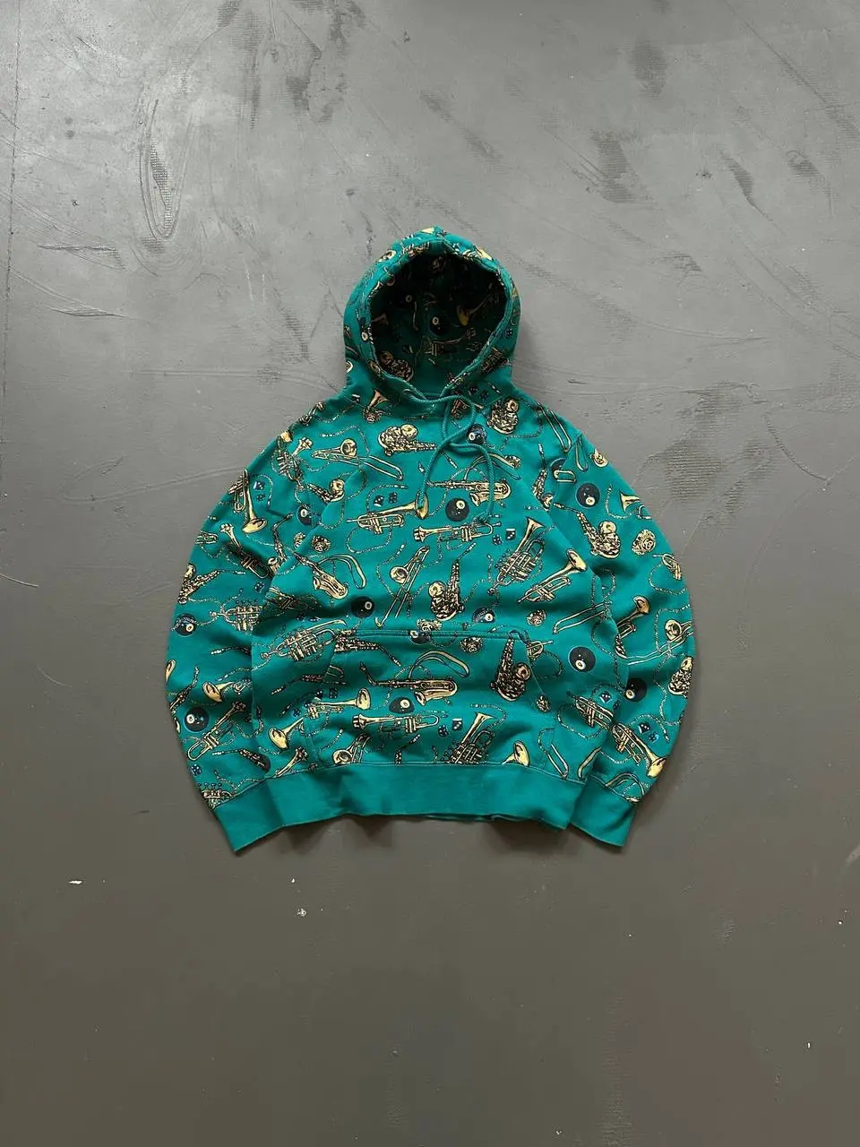 00S Stussy Vintage Big Logo Streetwear Y2K Baggy Fit Hoodie in Green, Men's (Size Medium)