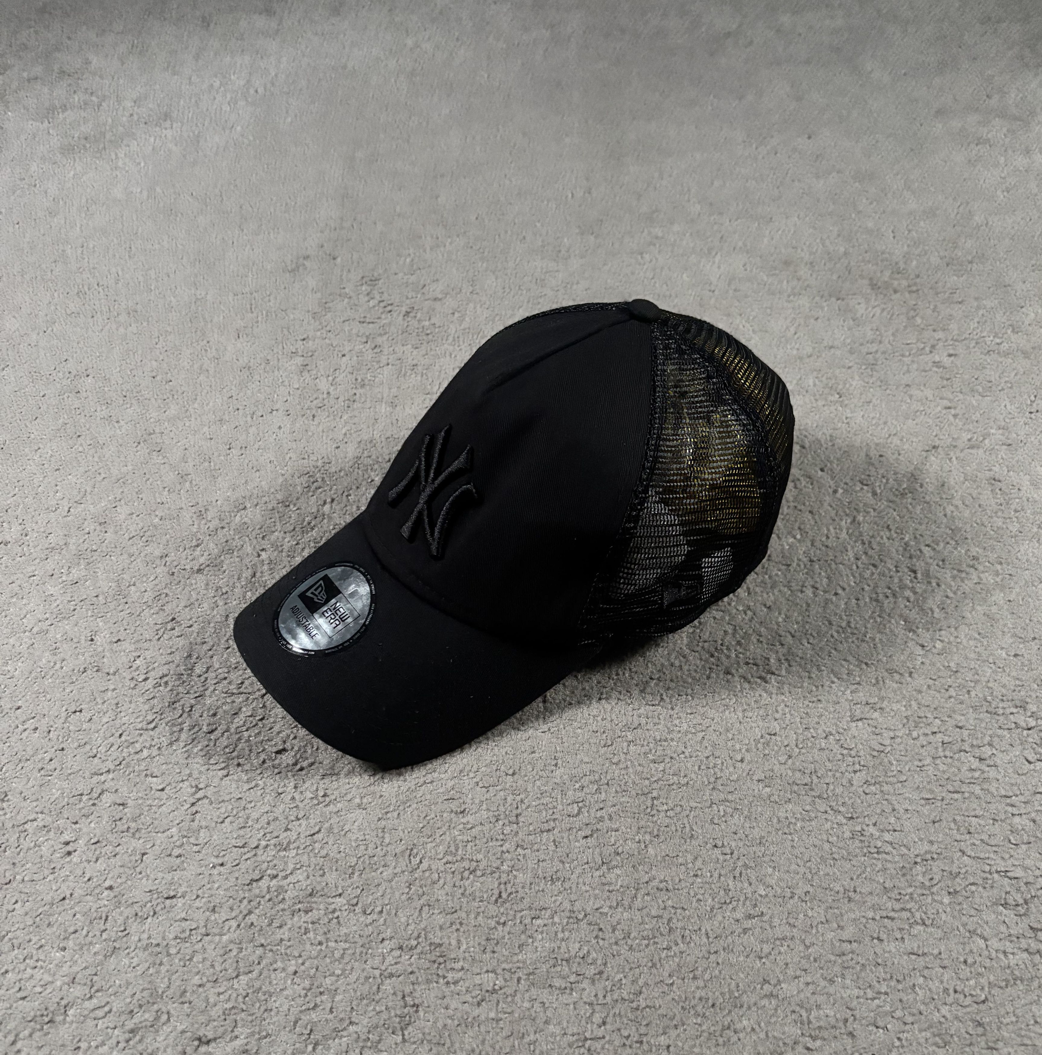 New Era Ny Black Mesh Adjustable Baseball Cap, Men's
