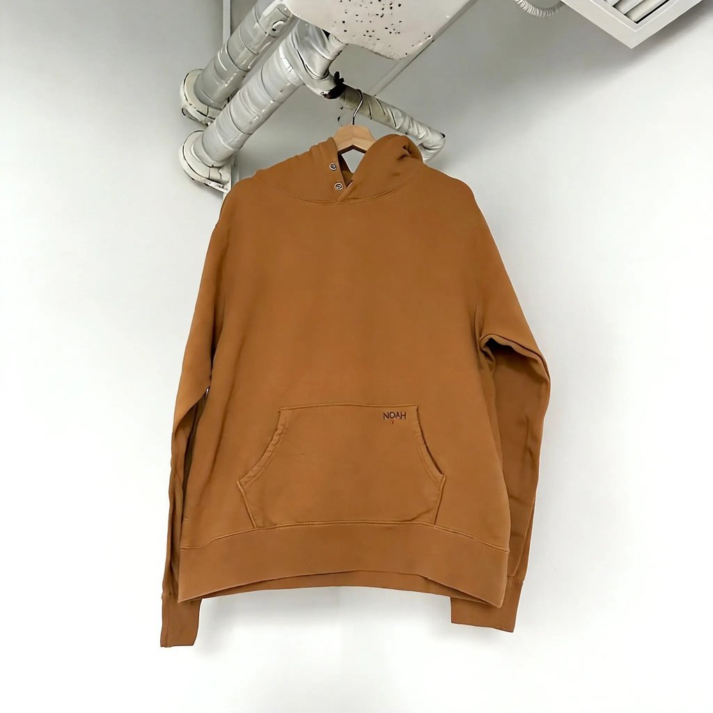 Noah Embroidered Logo Khaki Fleece Hoodie/ in Beige, Men's