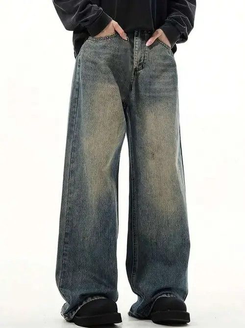 Casual Vintage Loose Fit Jeans Denim in Black, Men's (Size 32)