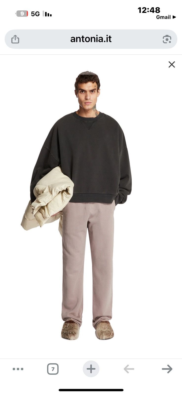 Entire Studios Black Cotton Crewneck Sweatshirt, Men's (Size XL)