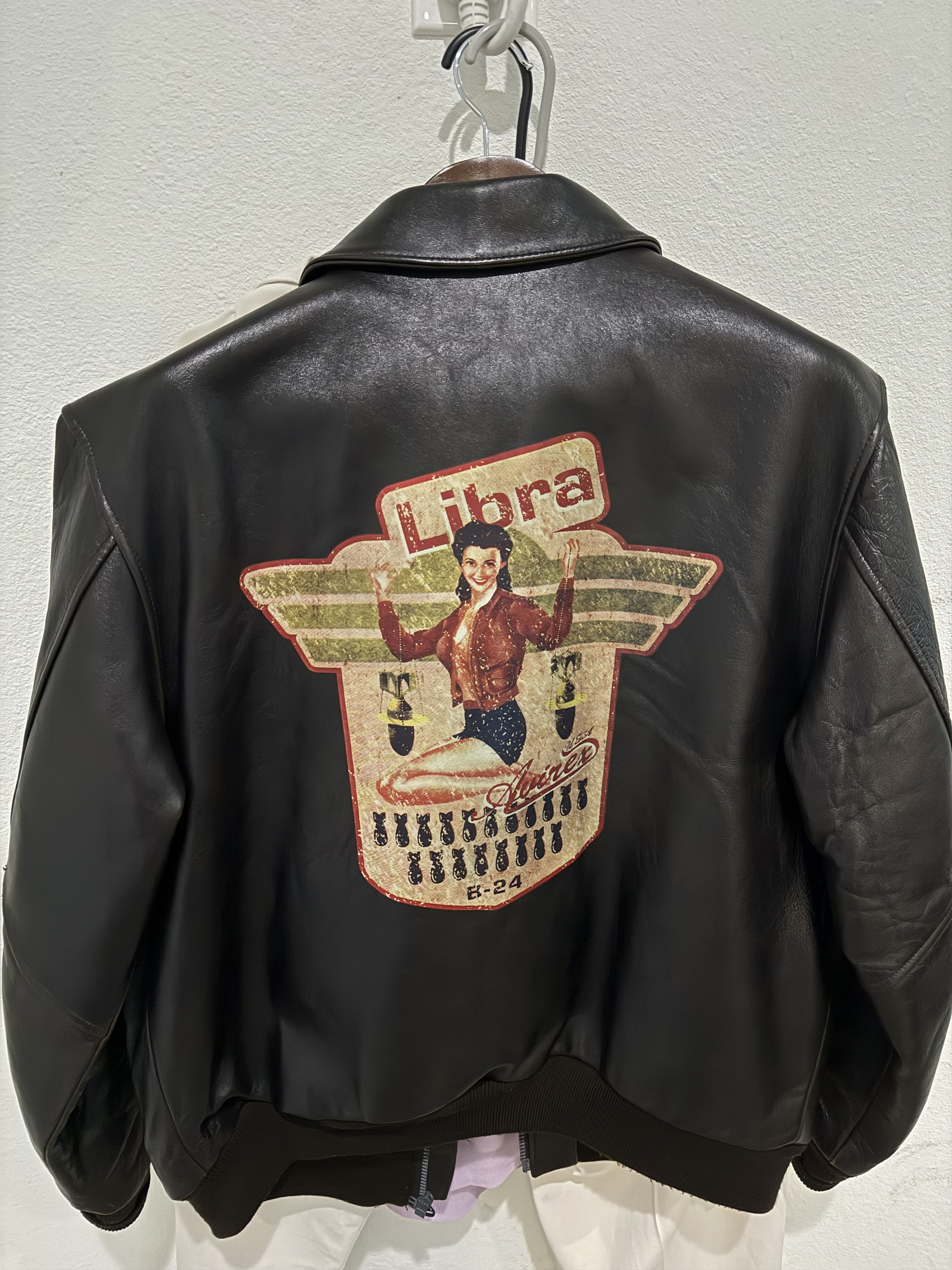 Avirex Vintage 90's A2 Painted Leather Jacket (Pristine) in Black, Men's (Size Large)