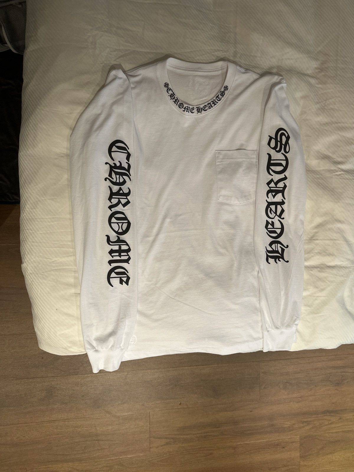 Long Sleeve Chrome Hearts White T, Men's (Size Medium)