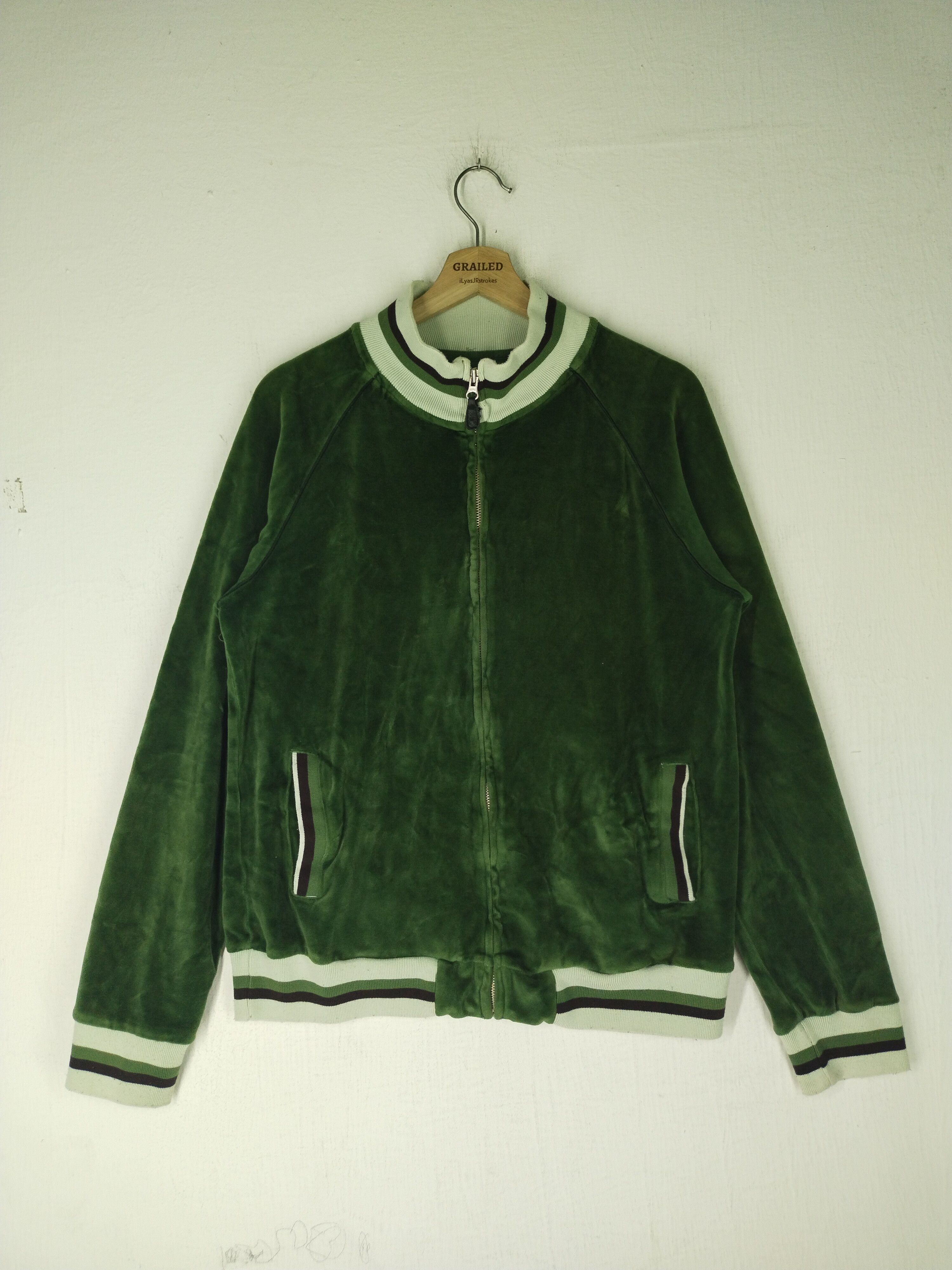Blue Blue Japan Vintage Green Corduroy Zipper Gaijin Made Sweater, Men's (Size Medium)
