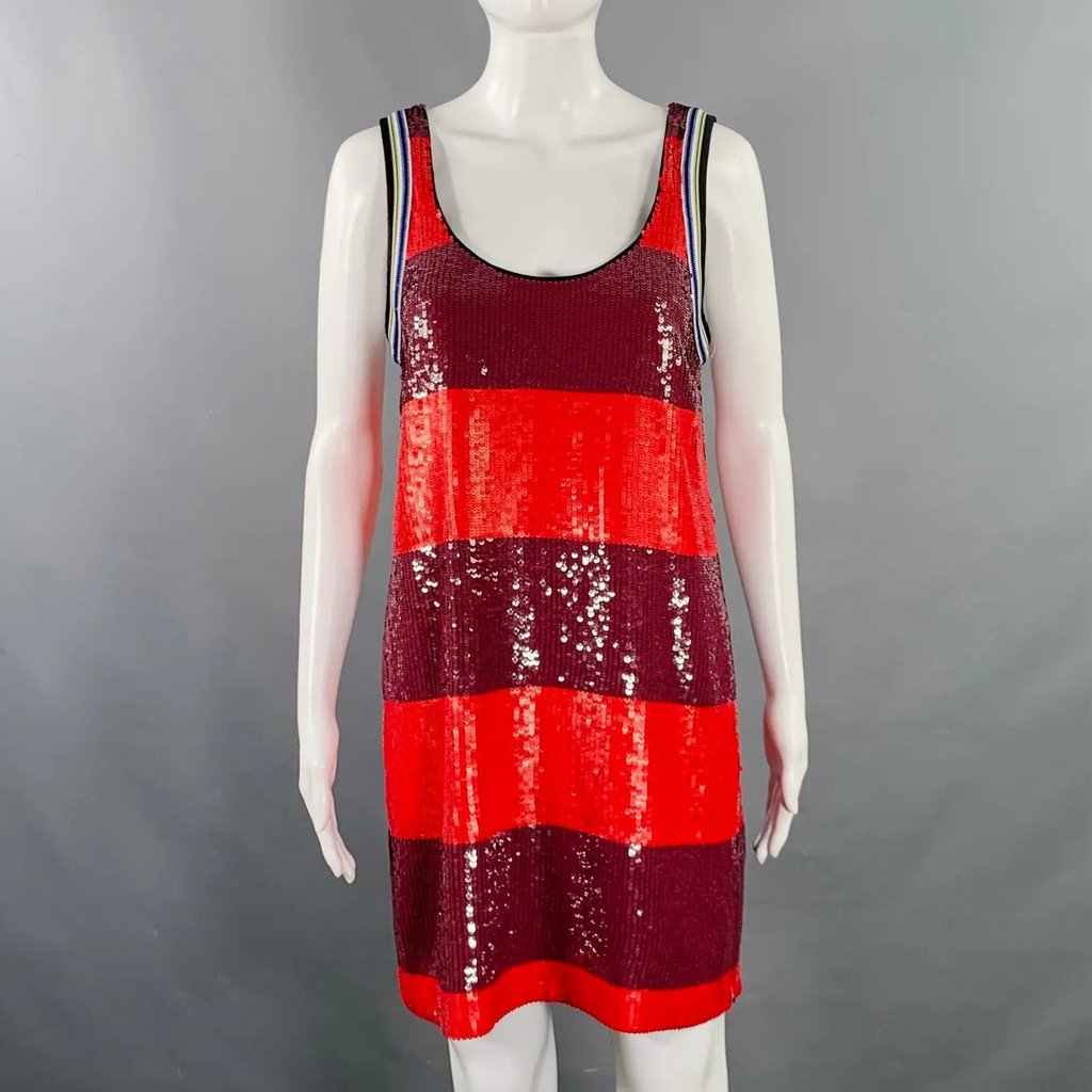3.1 Phillip Lim Size S Silk Stripe Tank Shift Dress in Red, Women's