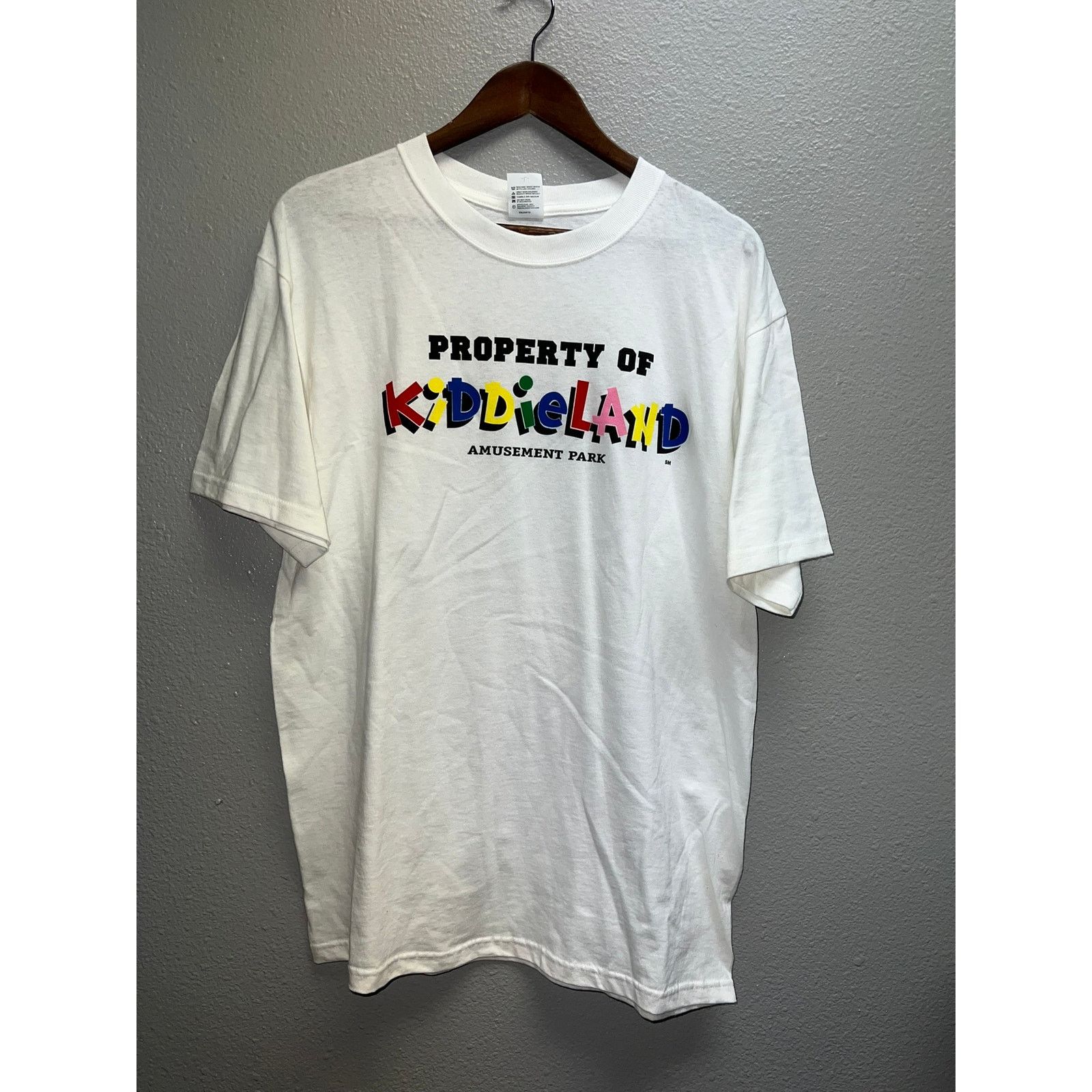 Anvil Vintage Kiddieland Shirt Kiddie Land Amusement Park Tee L in White, Men's (Size Large)