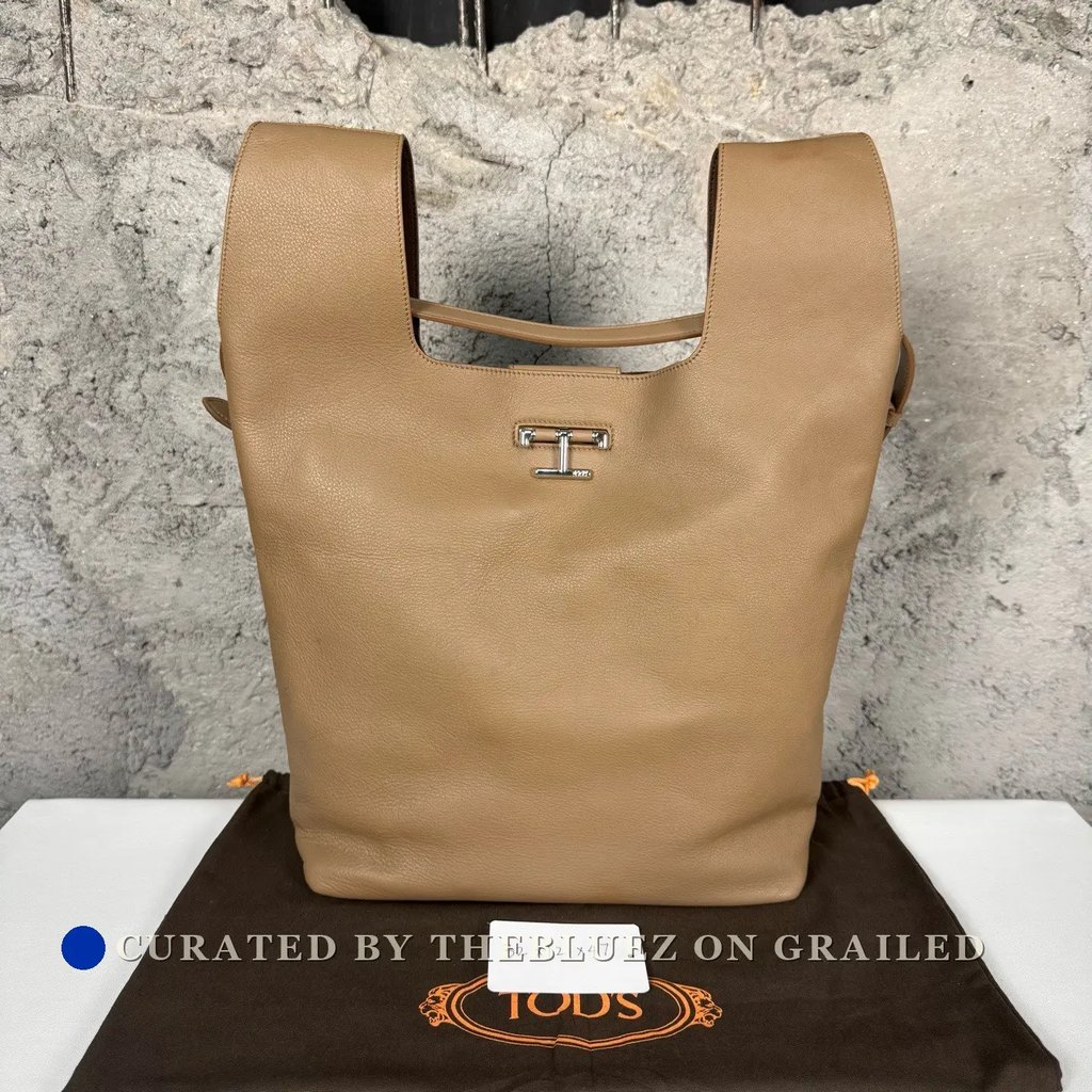 Tod's Tan Metal Logo Shoulder Bag in Brown, Men's