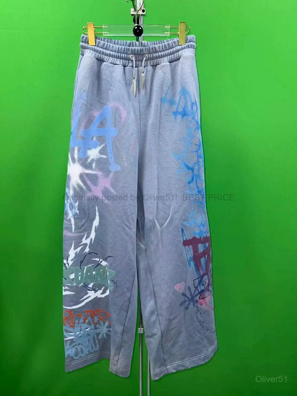Sankuanz Bumpy Unisex Graffiti Print Loose Bfajhijzg in Blue, Men's (Size 28)