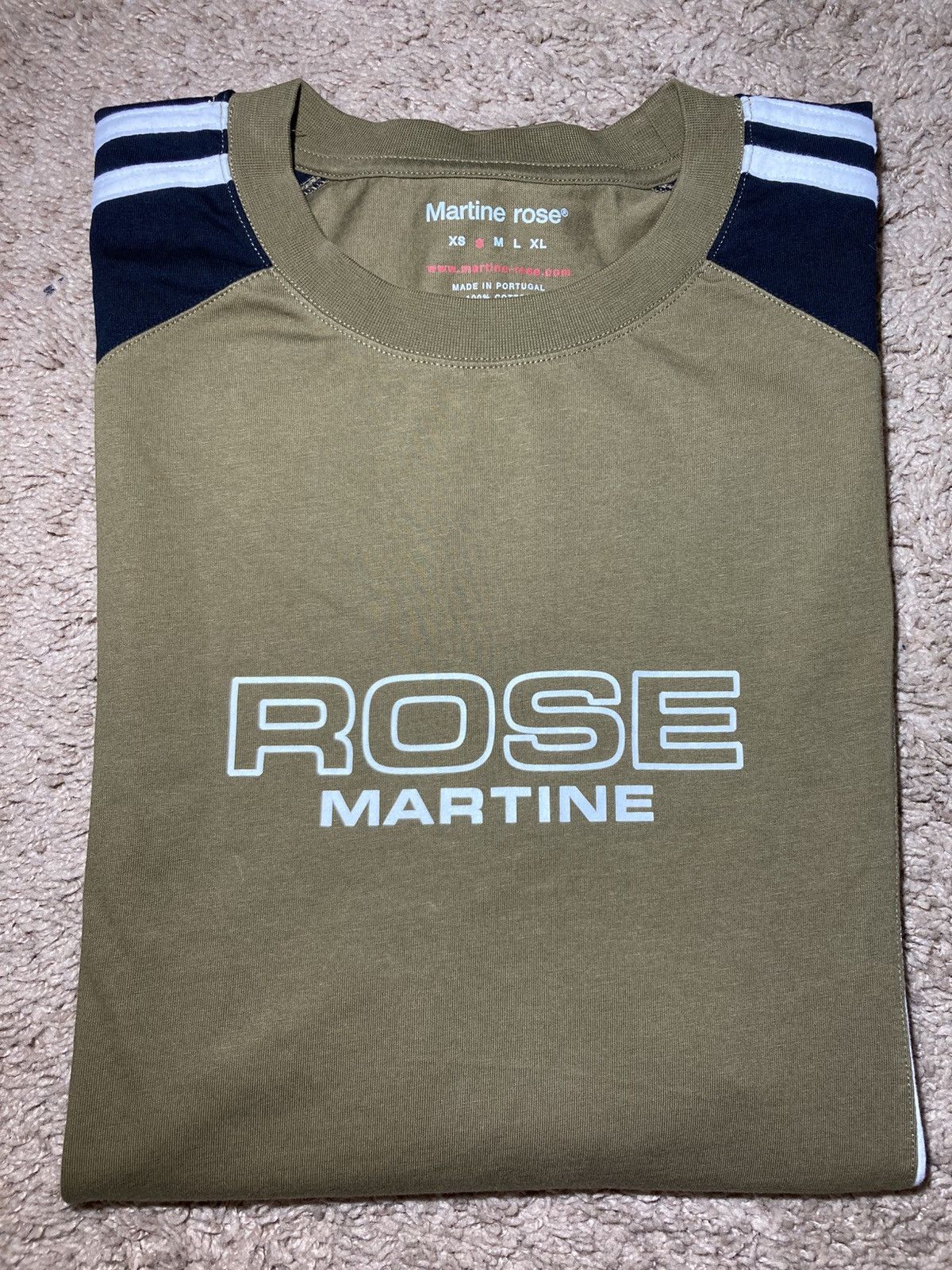 New Ss25 Martine Rose Panel Boss Logo Stripe Top Olive 2025 in White, Men's (Size Small)