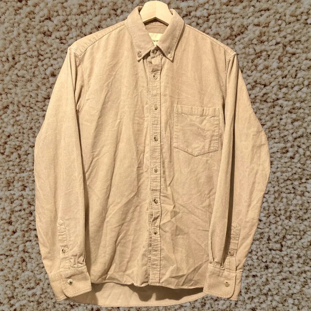 De Bonne Facture Shirt Mens Small Tan Beige Corduroy Button Down, Men's