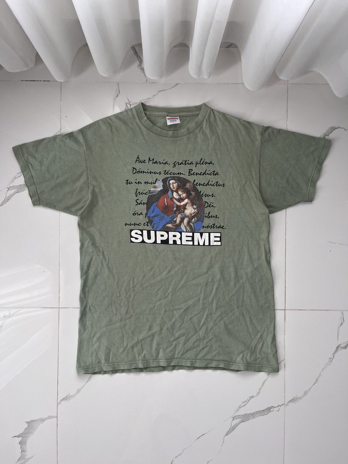 2012 Supreme Ave Maria Tee Big Central Logo Y2K Vintage in Green, Men's (Size Large)