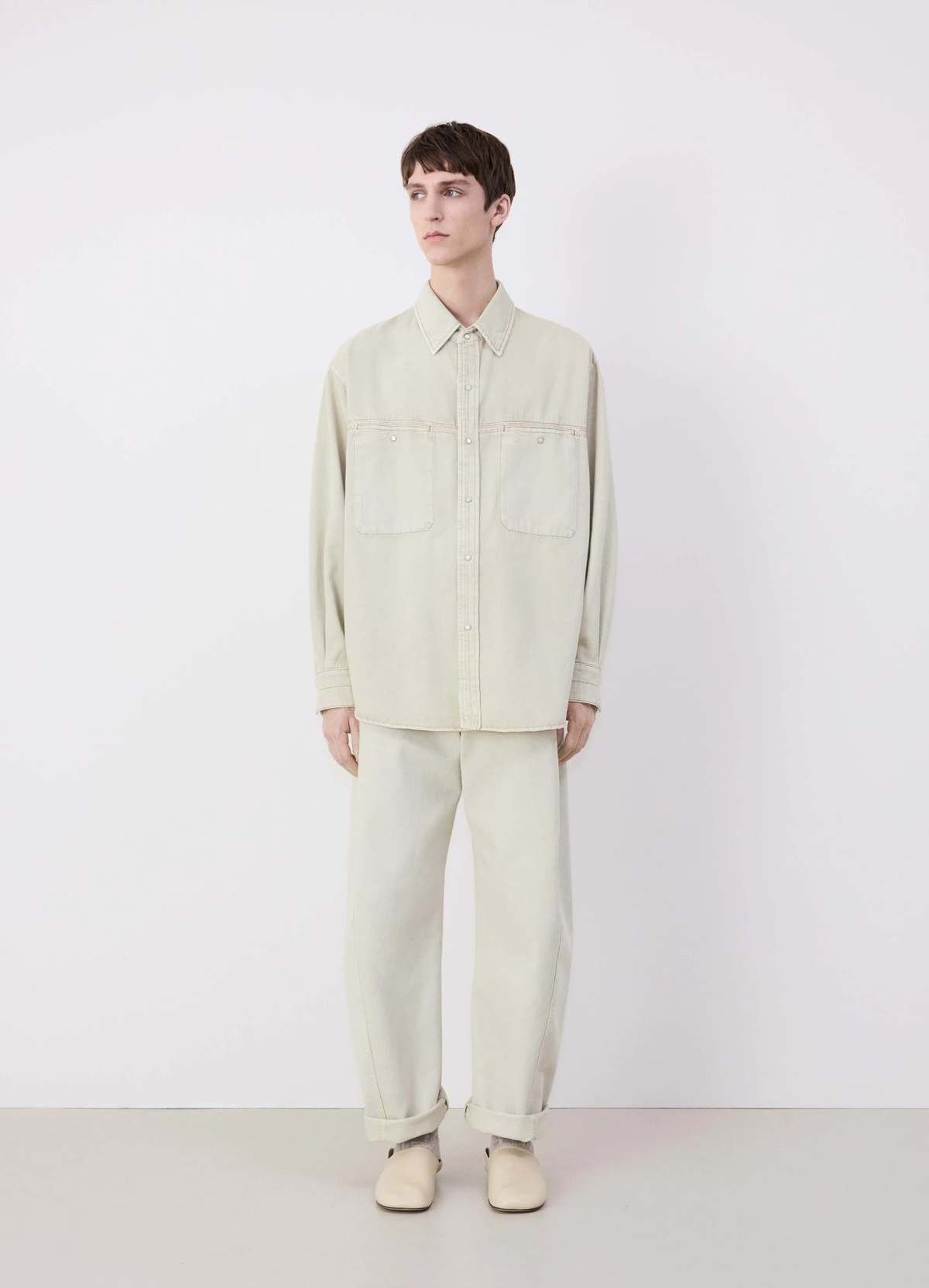 Lemaire Denim Shirt in Beige, Men's (Size Small)