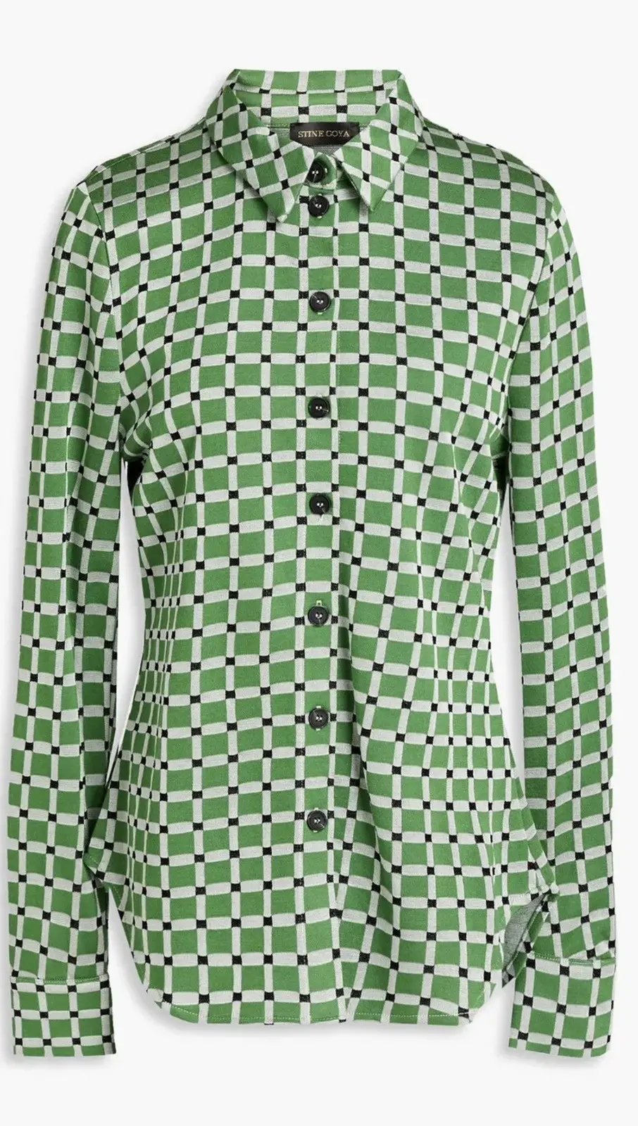 Grant Stone Button Down Blouse in Green, Women's (Size M)