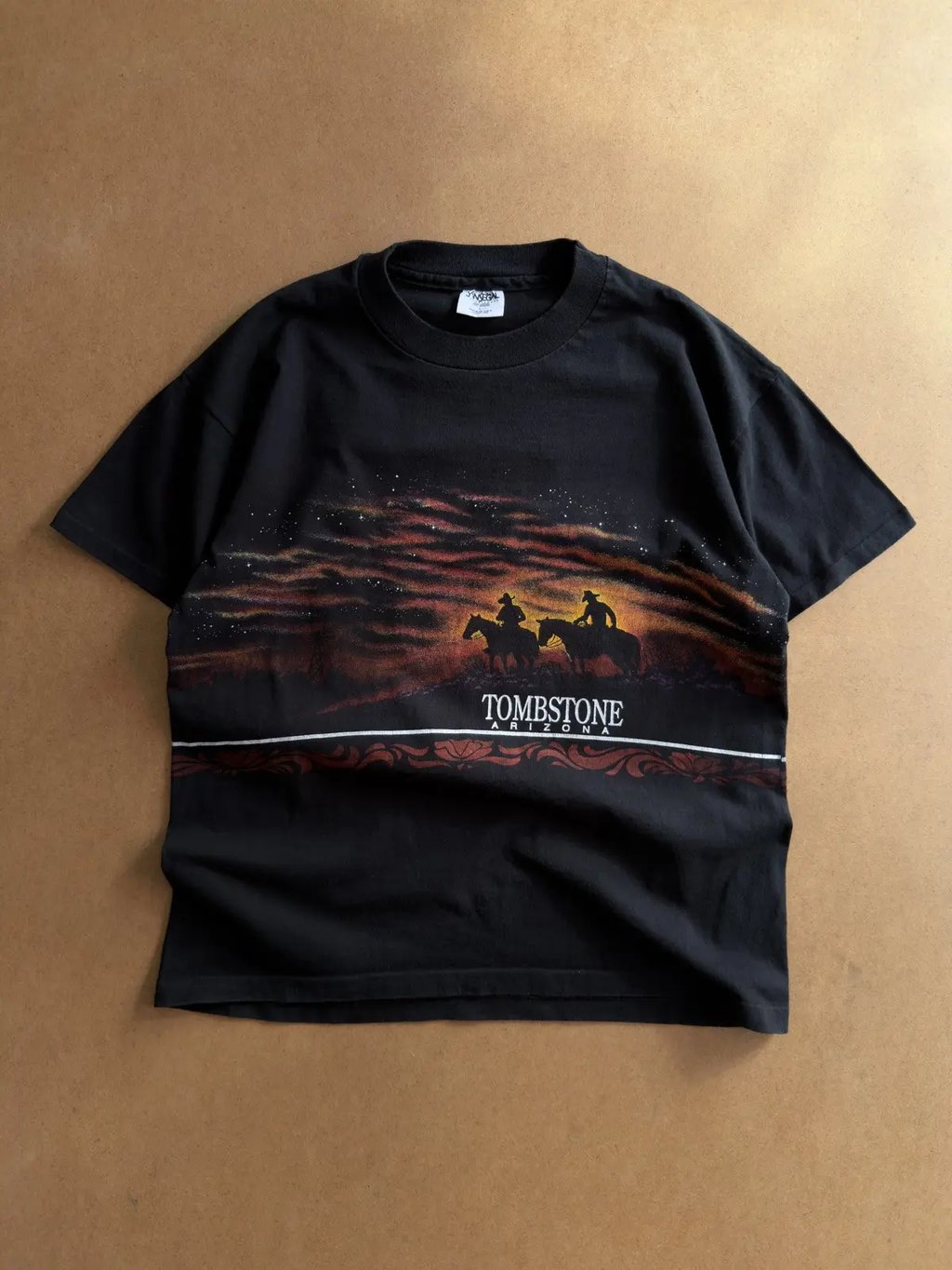Vintage 90s Tombstone Arizona Western Aop Single Stitch Tee in Black, Men's