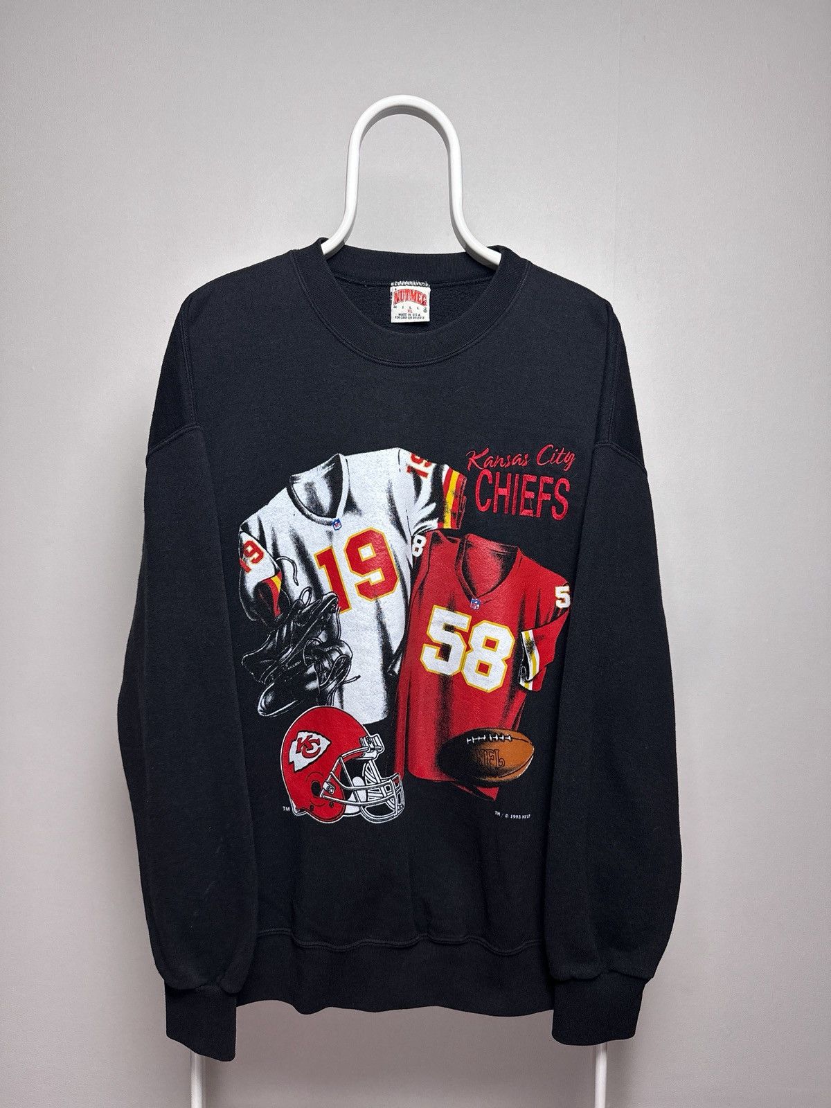 Vintage 1993 Kansas City Chiefs Nutmeg Mills Sweatshirt in Black, Men's (Size XL)