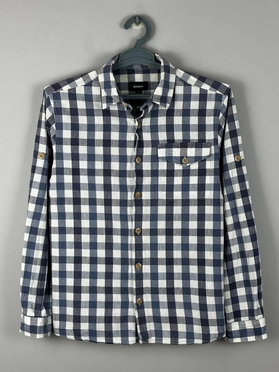 Finisterre Organic Cotton Button Up Shirt Plaid Ls Portugal in Blue, Men's (Size M)