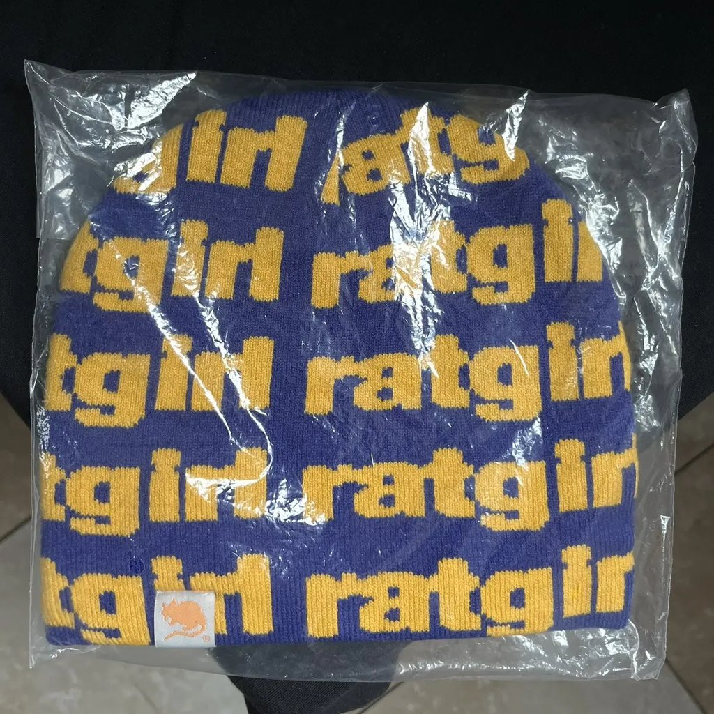 2025’ Stray Rats Ratgirl Purple/Yellow Logo Beanie O/S, Men's