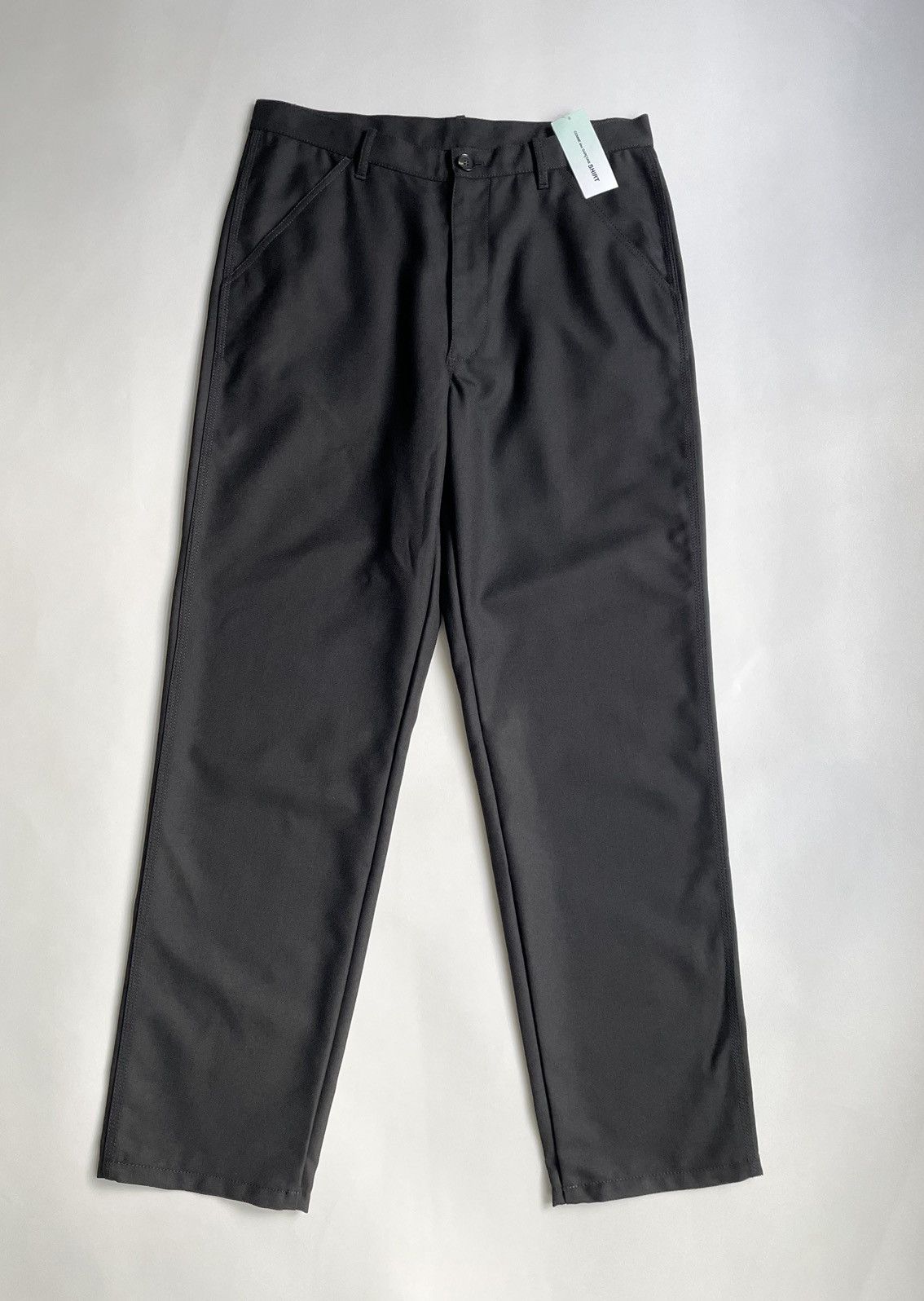 Comme Des Garcons Black Twill Wool Utility Trousers, Men's (Size 34)