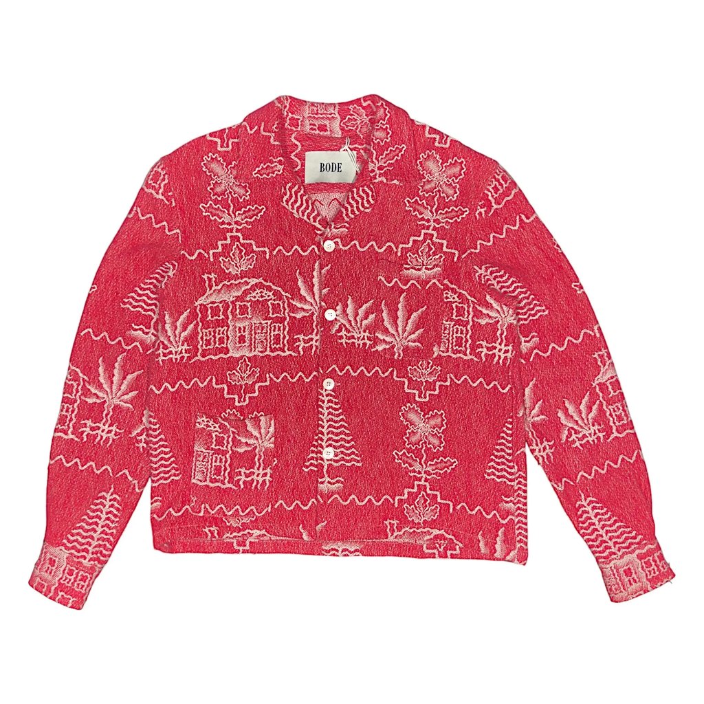 70s Vintage Blanket Overshirt 'tree Farm' 1/1 in Red, Men's