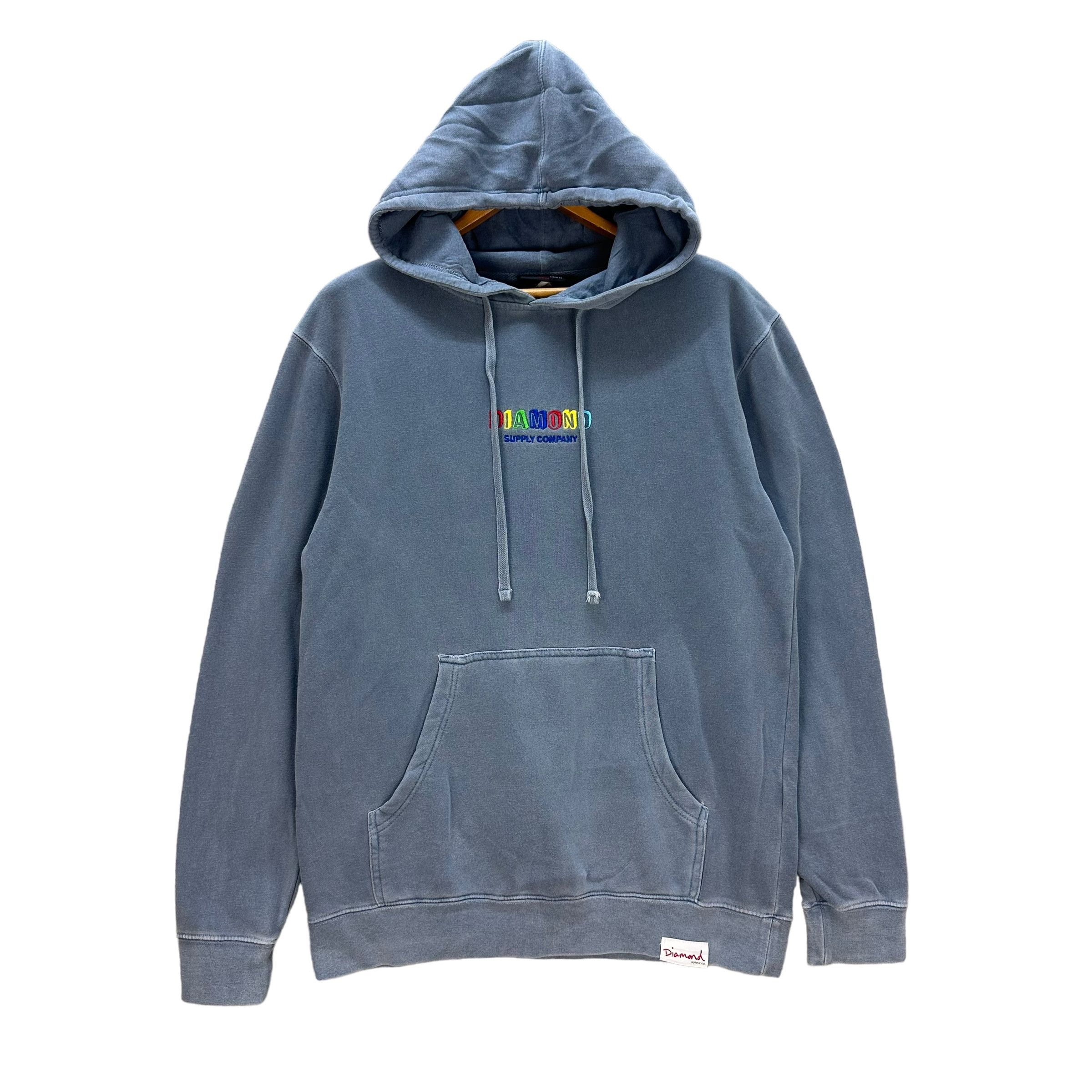 Diamond Supply Company Embroiderey Logo Hoodies 8713-022 in Blue, Men's (Size Medium)