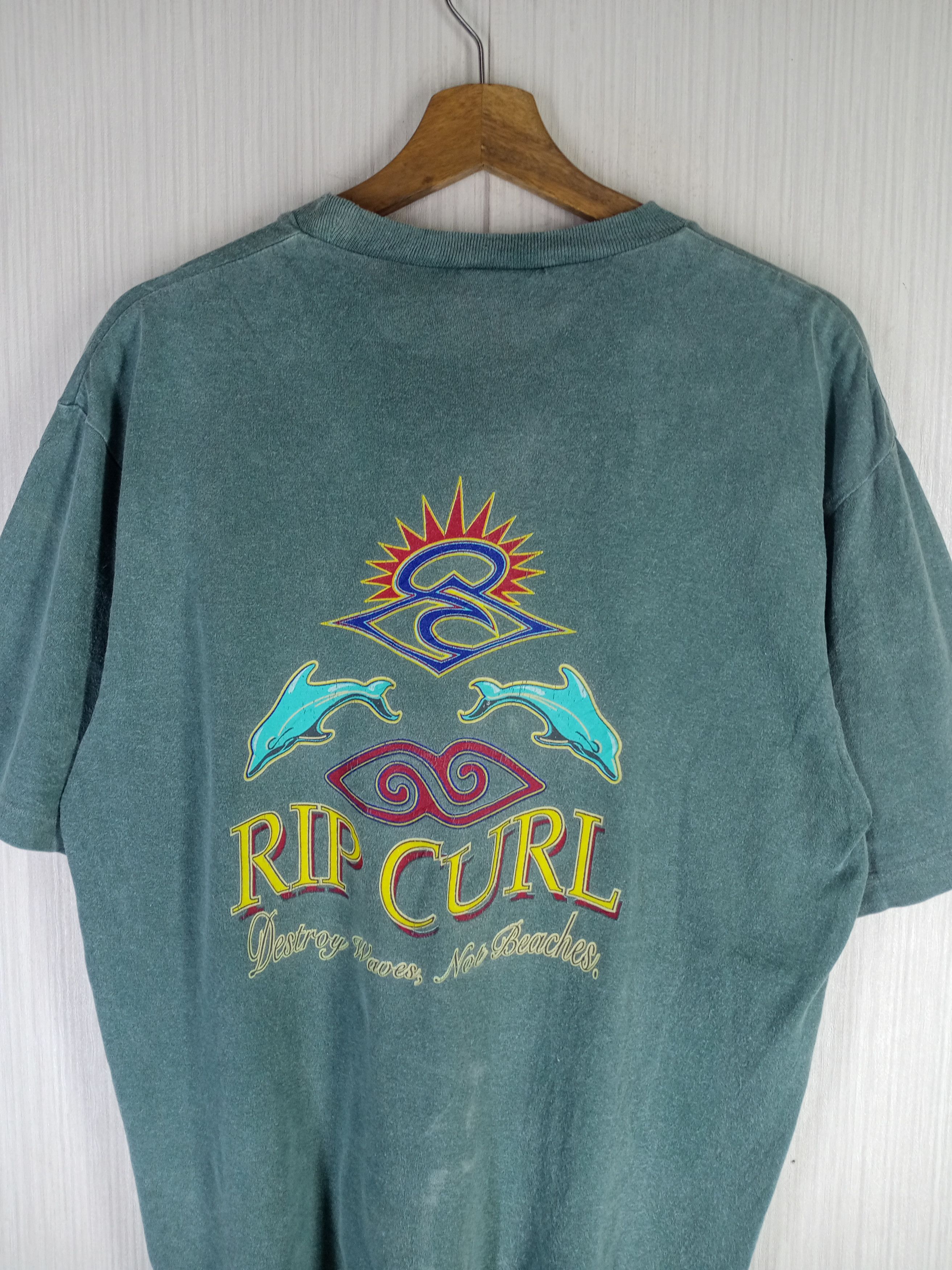 Rip Curl Vintage 90's Ripcurl Destroy Waves Not Beaches Tee, Men's (Size Large)