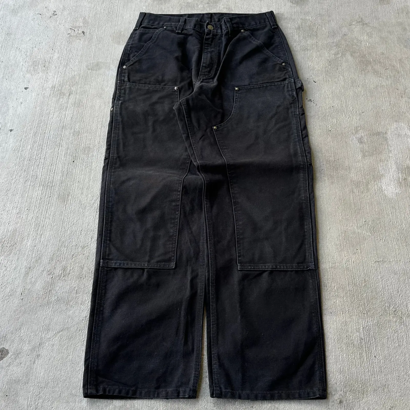 Y2K Carhartt Black Double Knee Work Carpenter Pants, Men's (Size 30)