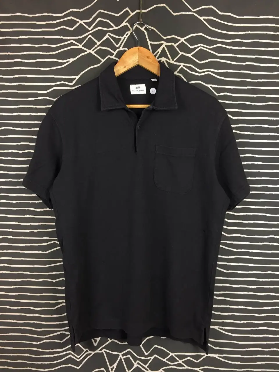 Engineered Garments X Uniqlo Solid Black Collar Polo Tee, Men's (Size Medium)