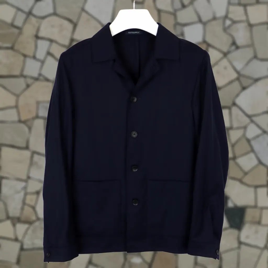 Suitsupply Walter Hp Jacket Men's Uk 36 Flannel Pure Wool S120 Lightweight Navy Notch Lapel Casual Winter Jacket Mens in Black, Men's (Size 36r)