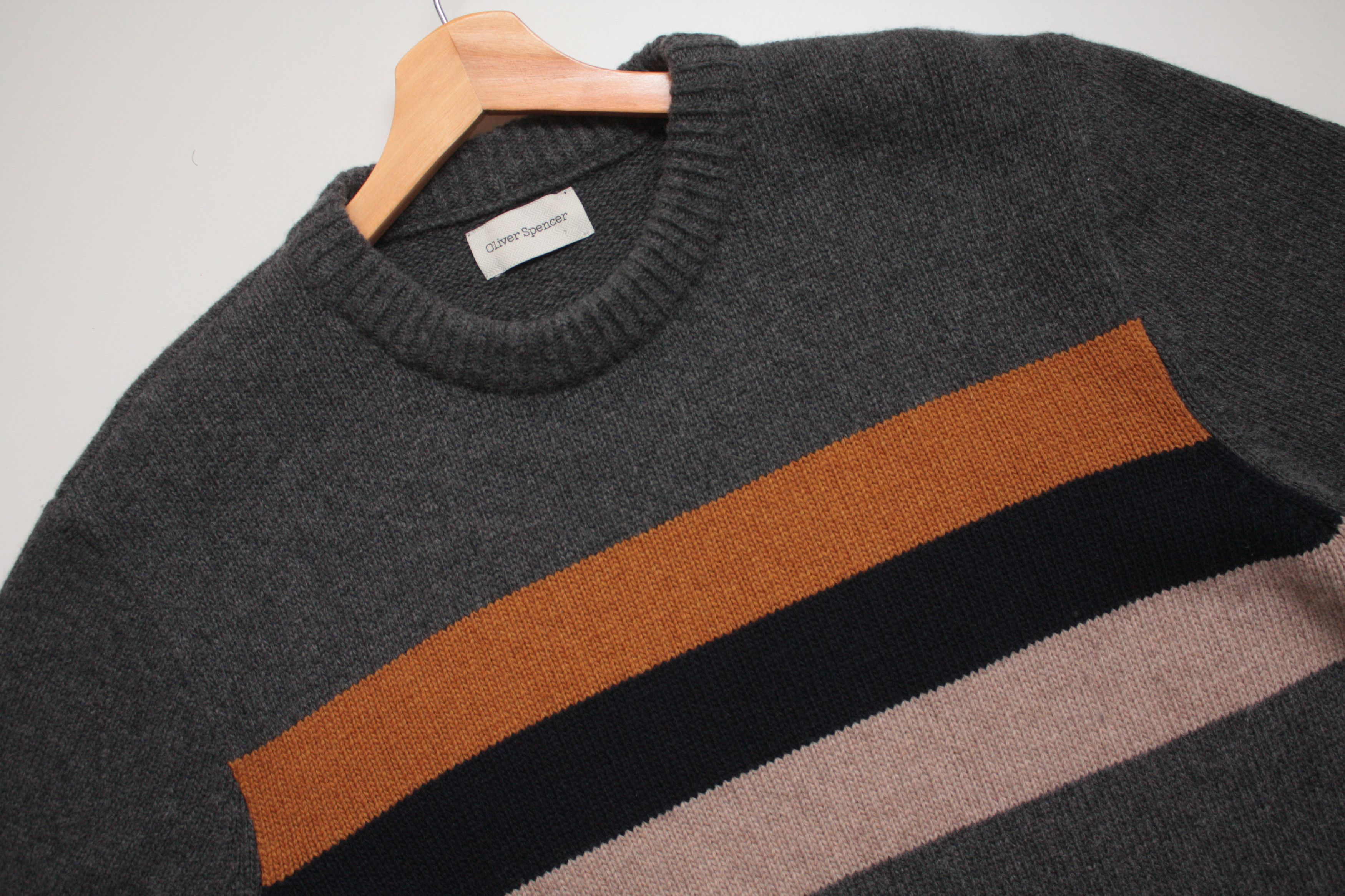 Oliver Spencer Knitted Wool Sweater Men's XL in Grey