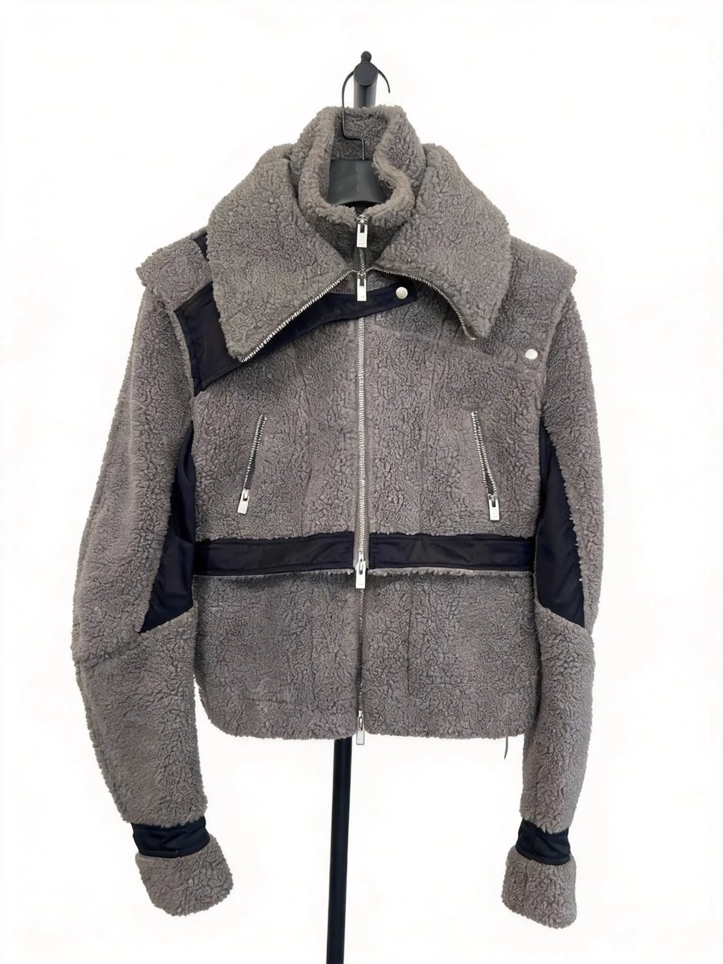 Heliot Emil Techwear Fleece Cropped Jacket in Gray, Men's