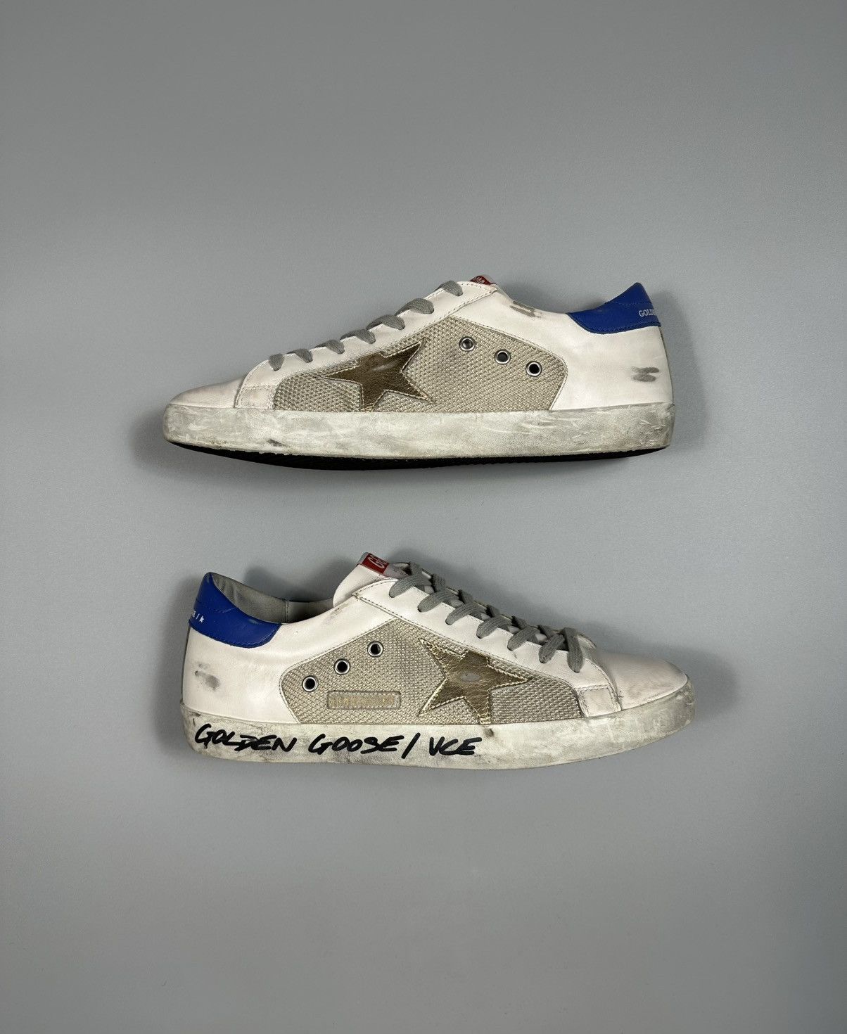 Golden Goose Superstar Distressed Sneakers in White, Men's (Size 11.5)