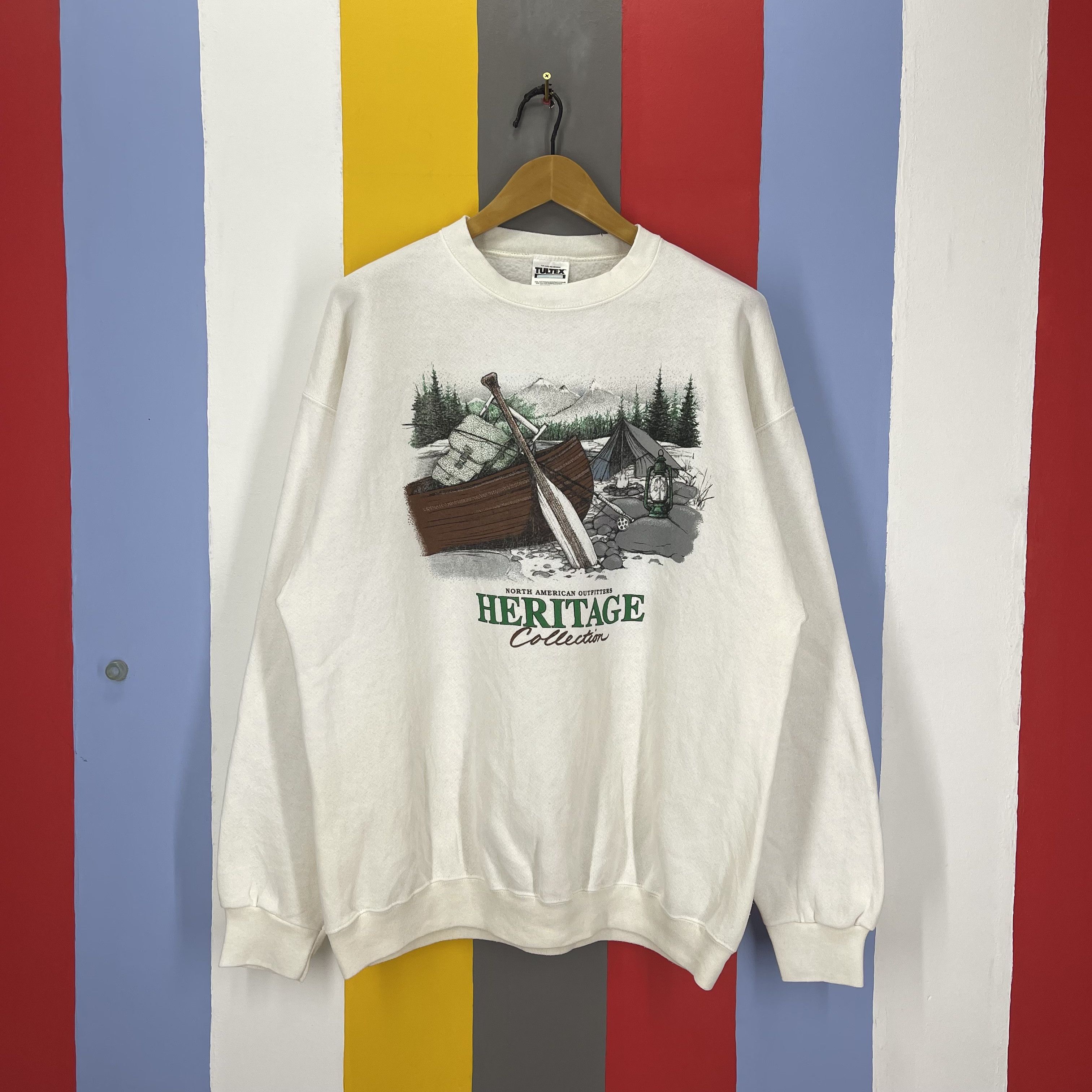 Tultex 90's Vintage North American Outfitters Sweatshirt 1466/ay in White, Men's (Size XL)