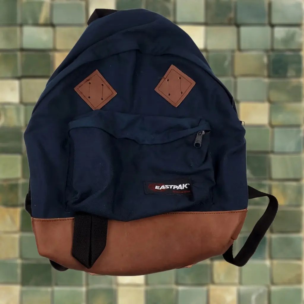 Vintage Eastpak Backpack Vtg 80s 90s Marty Mcfly Blue Belt Strap Vg Backpack Men Blue 80s 90s Mens, Men's