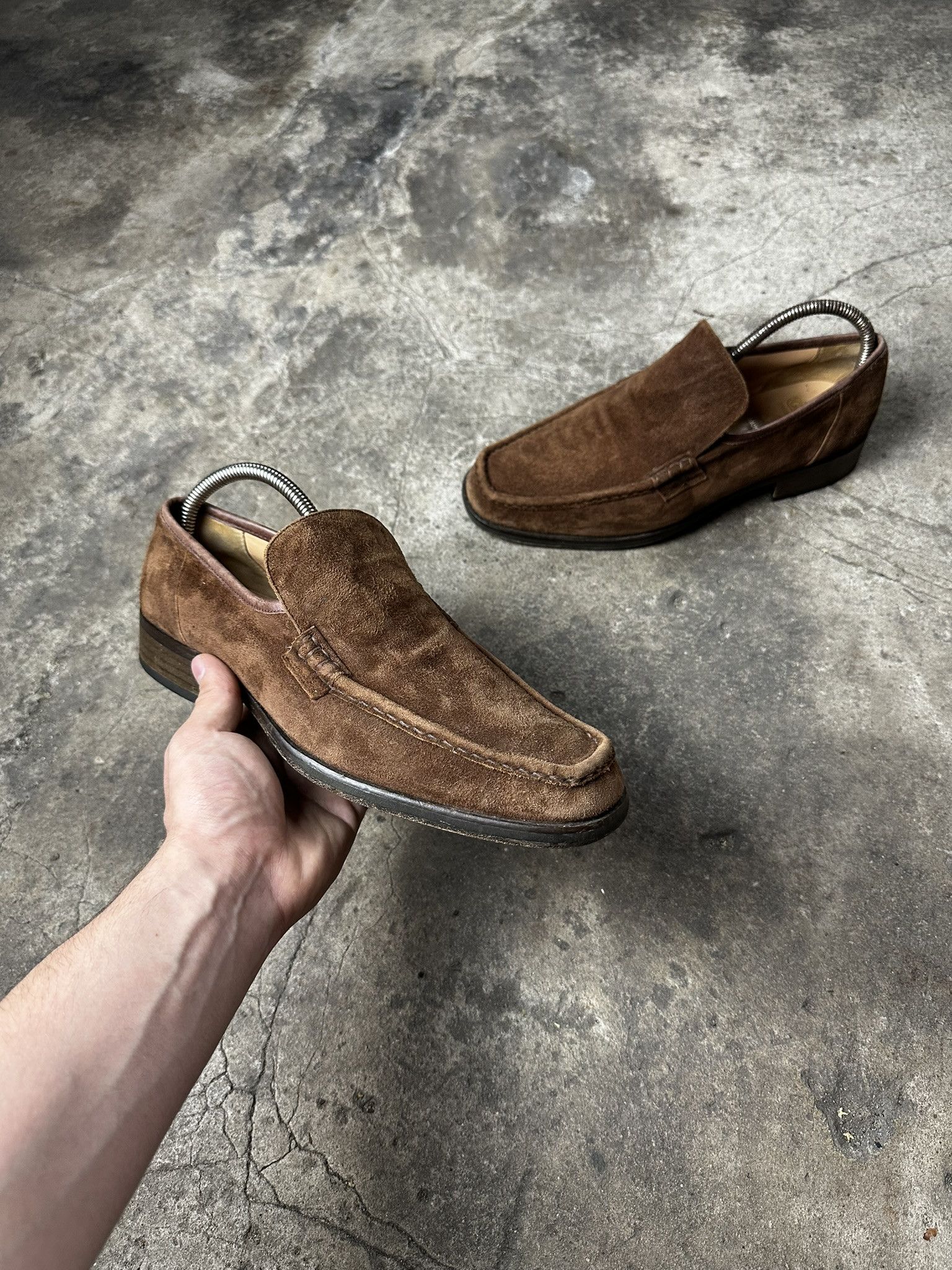 Grenson Suede Penny Loafers Shoes Luxury in Brown, Men's (Size 9.5)