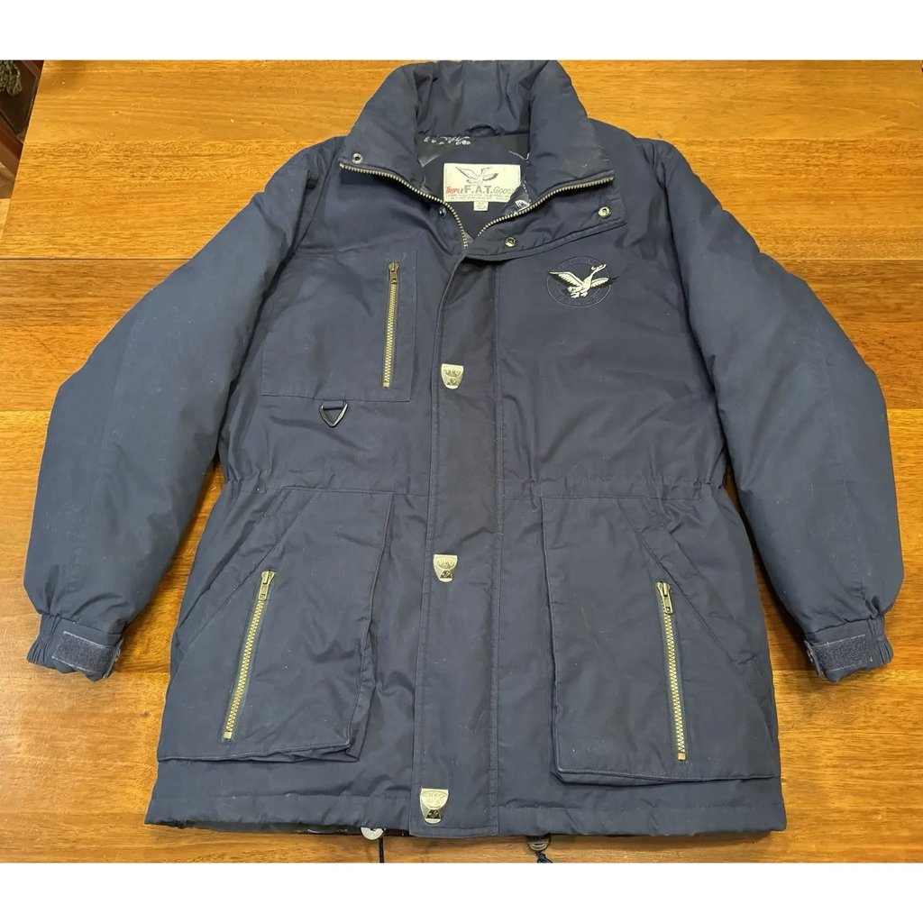 Triple Fat Goose Down Filled Vintage Coat Blue Nohood F.A.T, Men's