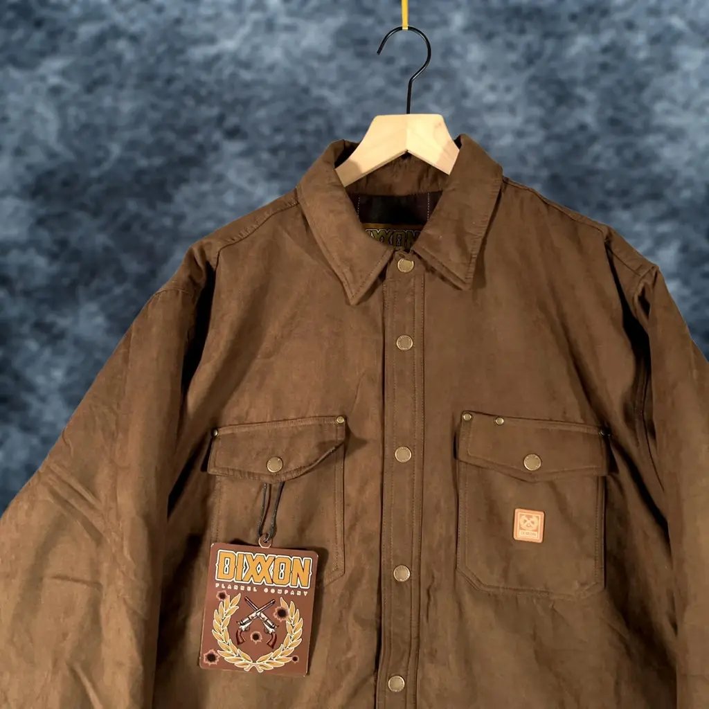 Dixxon Jacket Mens 1XL Brown Casper Suede Flannel Lined Button Snap New, Men's