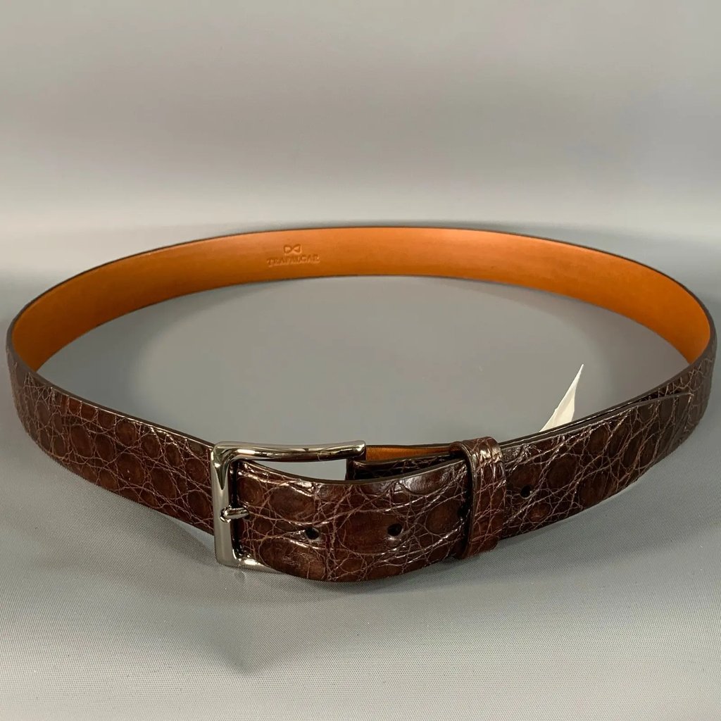 Trafalgar Size 42 Brown Croc Embossed Crocodile Belt, Men's