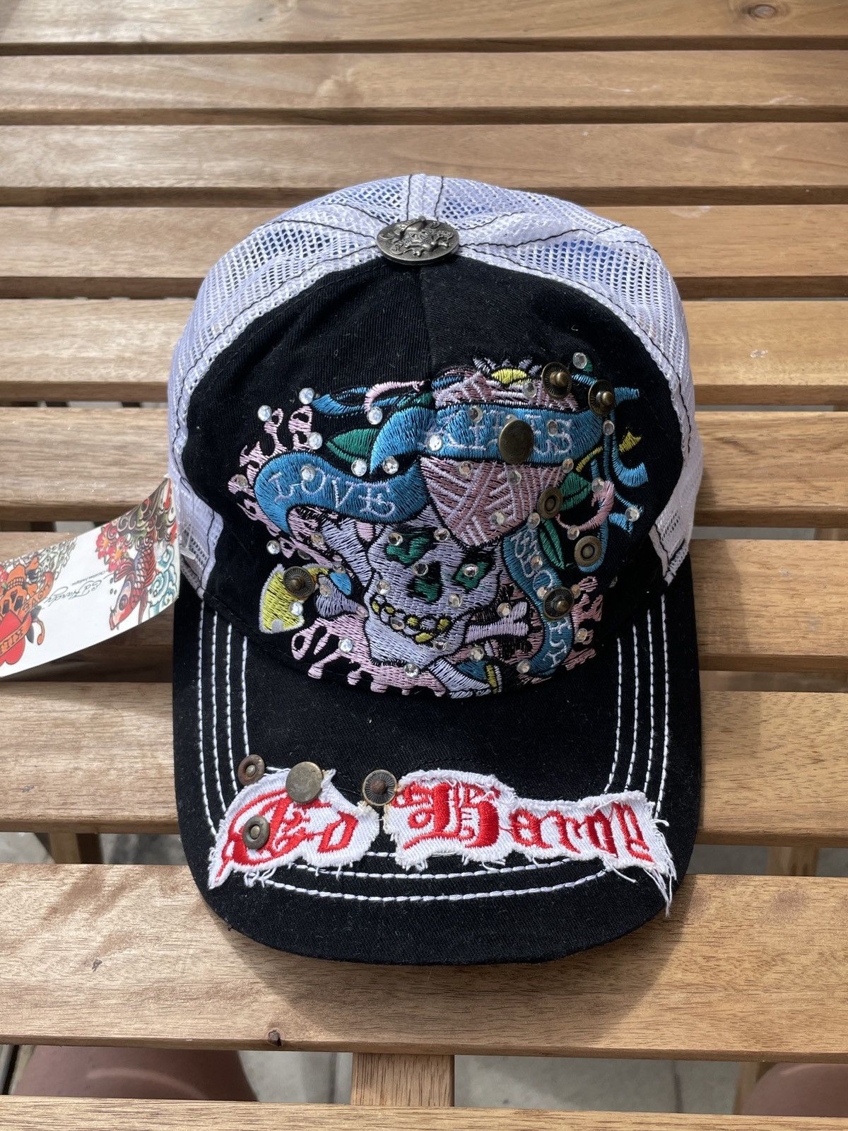 00S Ed Hardy By Christian Audigier Cap Y2K Rap Swag in Black, Men's