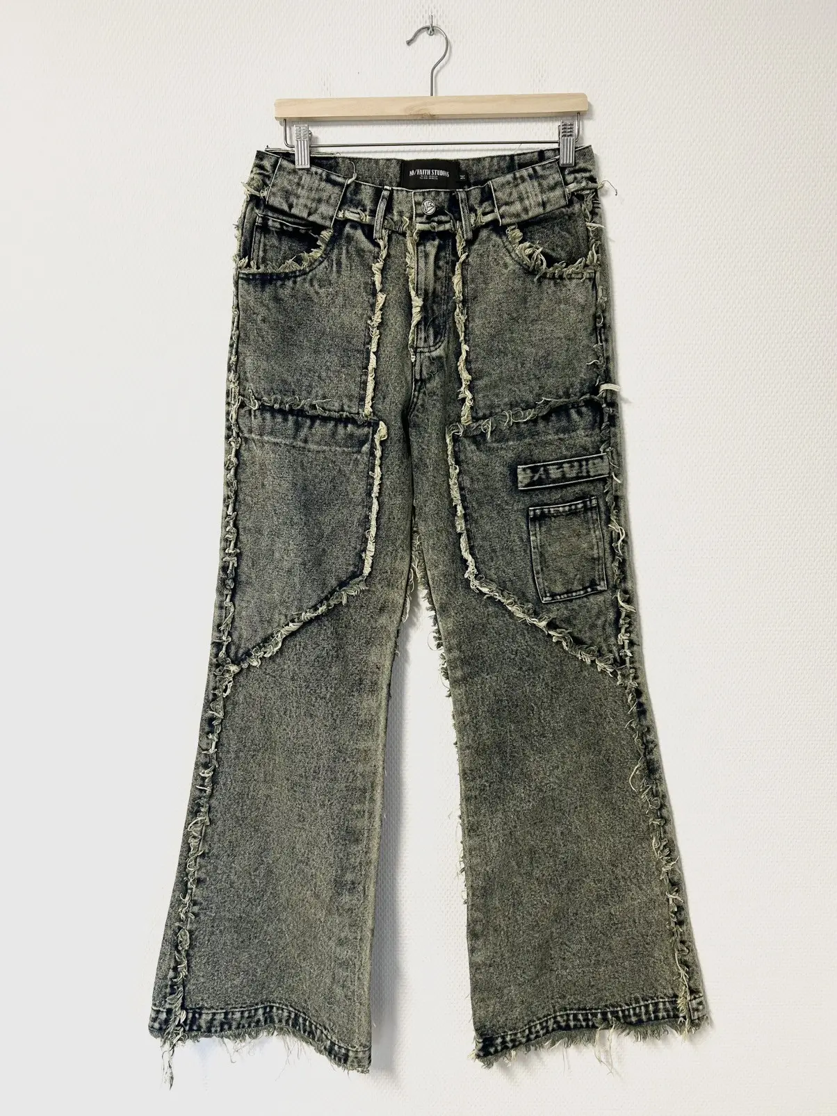 No Faith Studios 002 Flared Denim in Black, Men's (Size 32)
