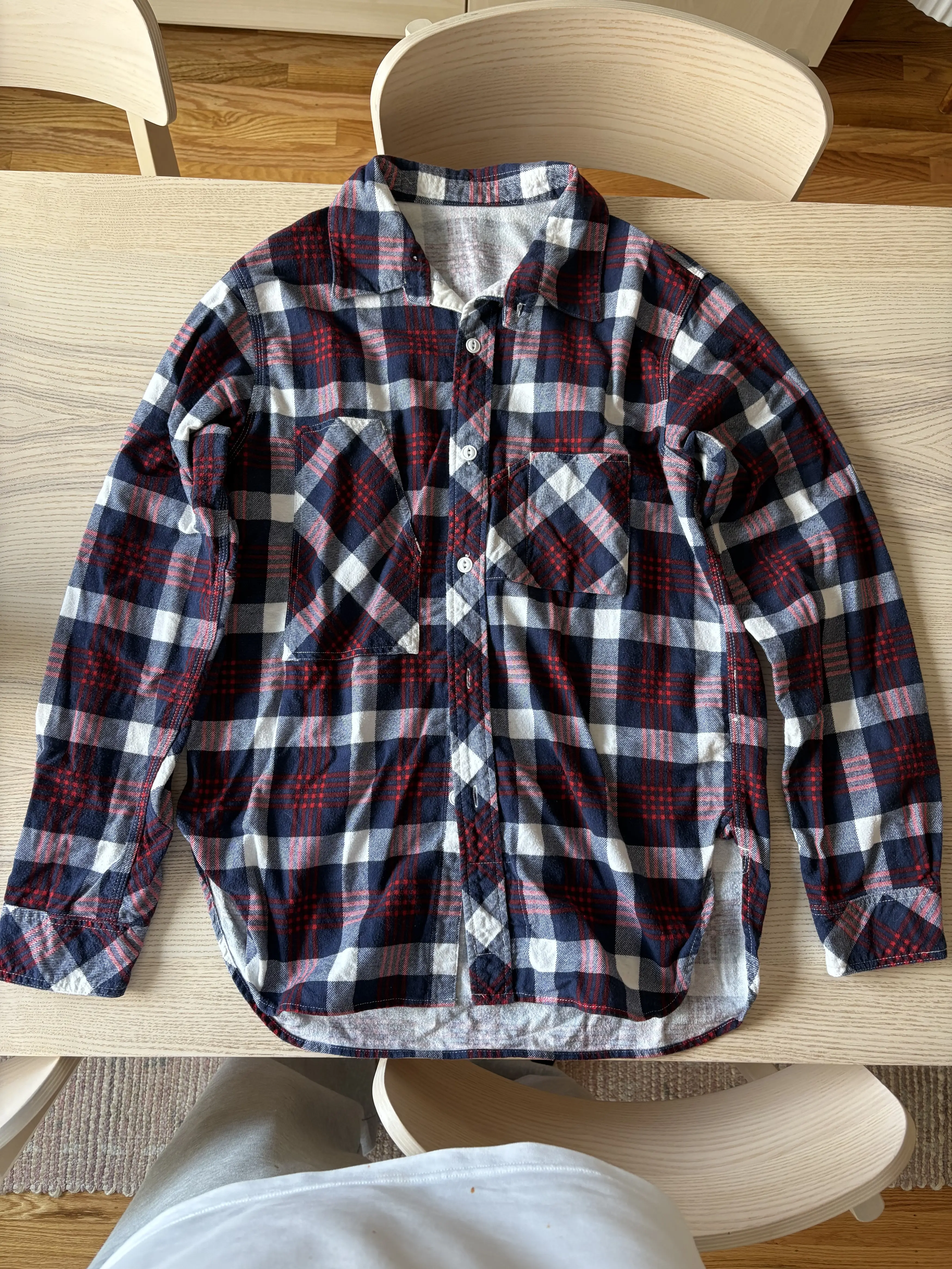 Engineered Garments Plaid Long Sleeve Work Shirt in Blue, Men's (Size Medium)